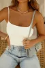 Emaria Spaghetti Strap Bodysuit - White sold by Miss Lola