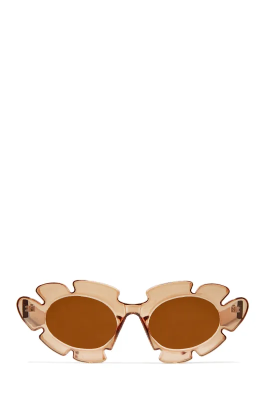Weekend Flirt Unique Standout Frame Sunglasses - Tan sold by Miss Lola