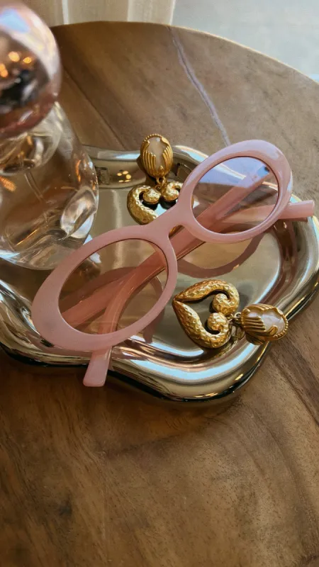 Elena Oval Sunglasses - Pink sold by Miss Lola