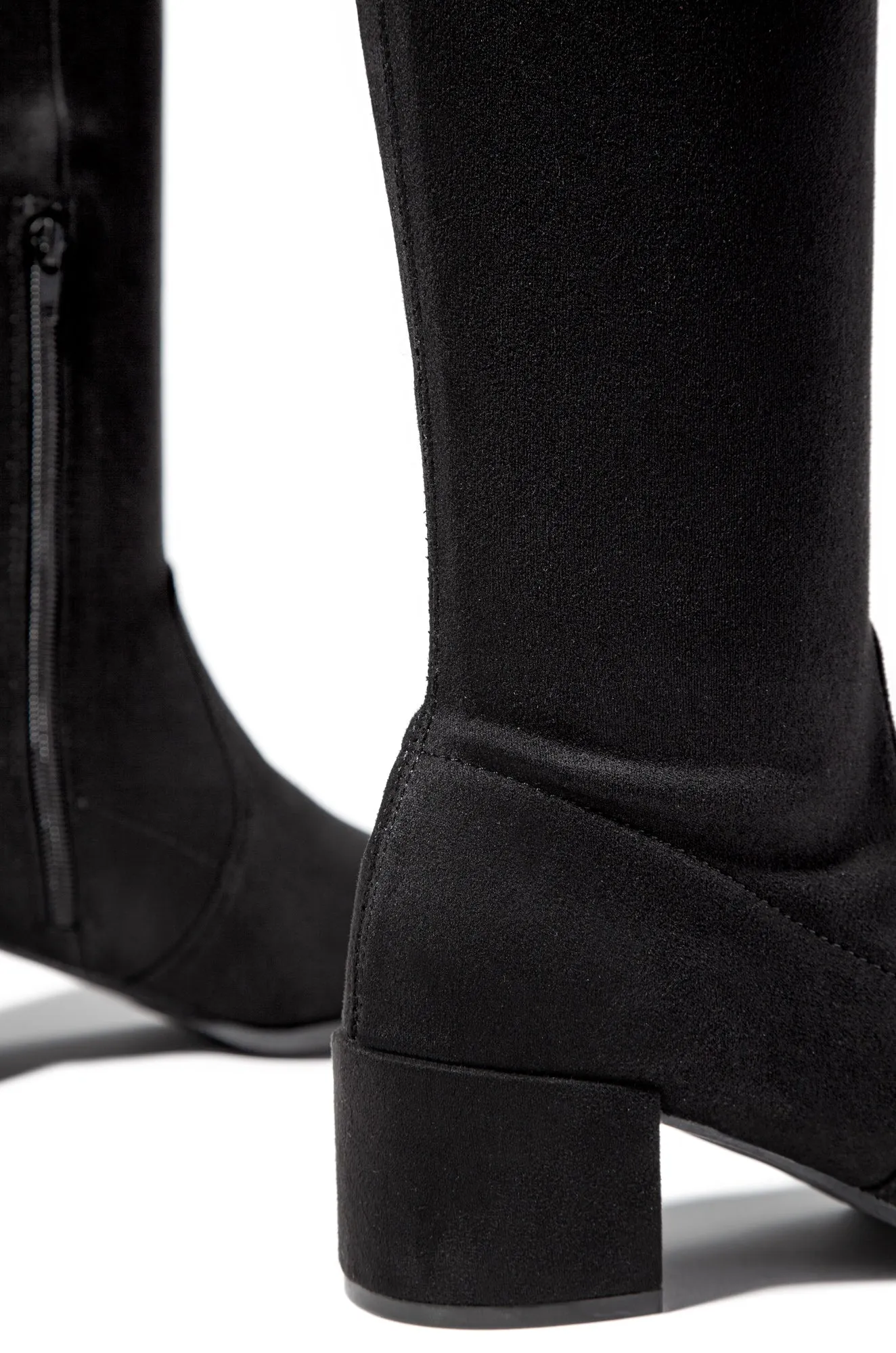 Chic In The City Over The Knee Block Mid Heel Boots - Black sold by Miss Lola product image thumbnail 3