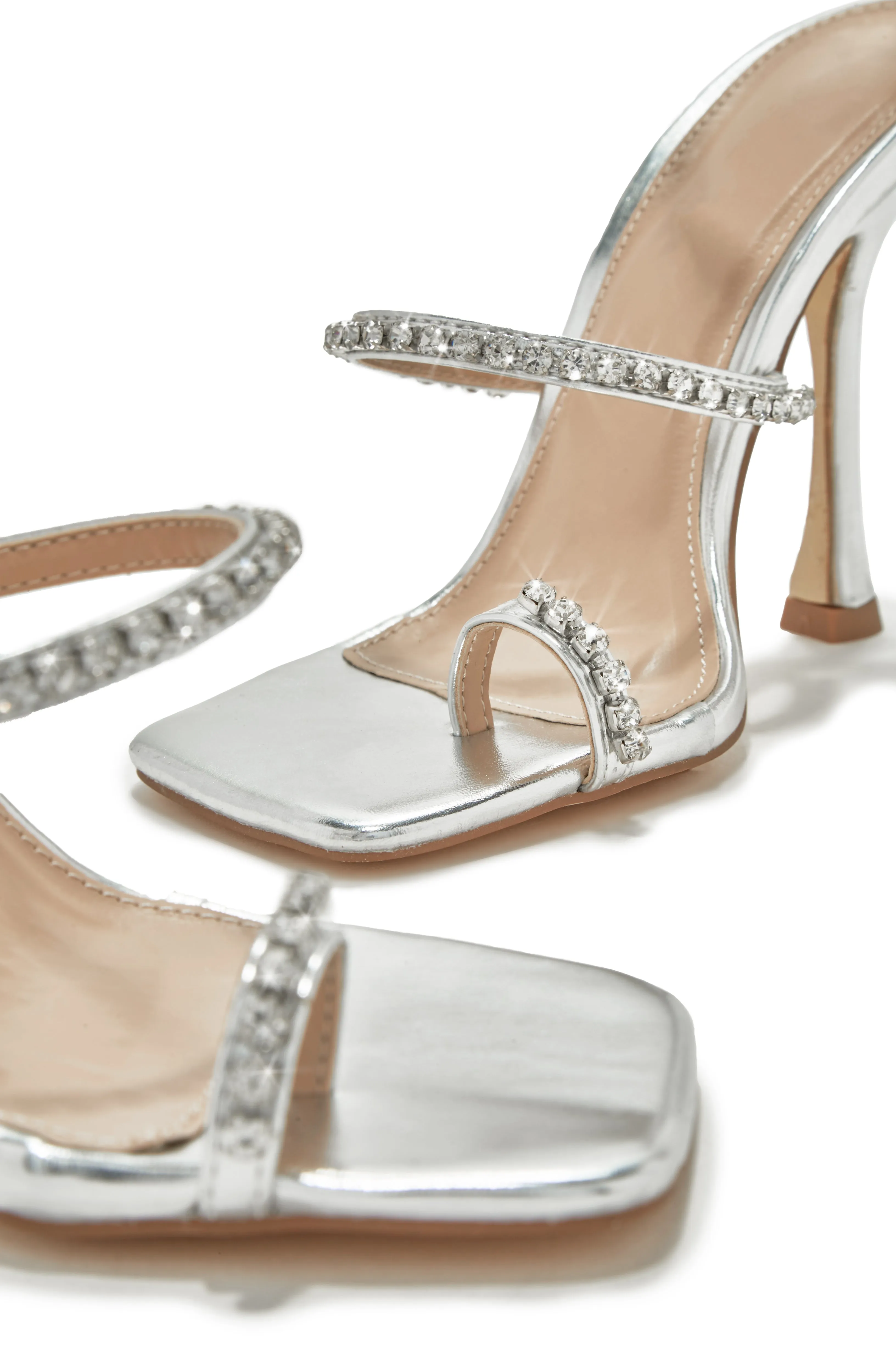 Sunsets & Wine Embellished High Heels - Silver sold by Miss Lola product image thumbnail 4