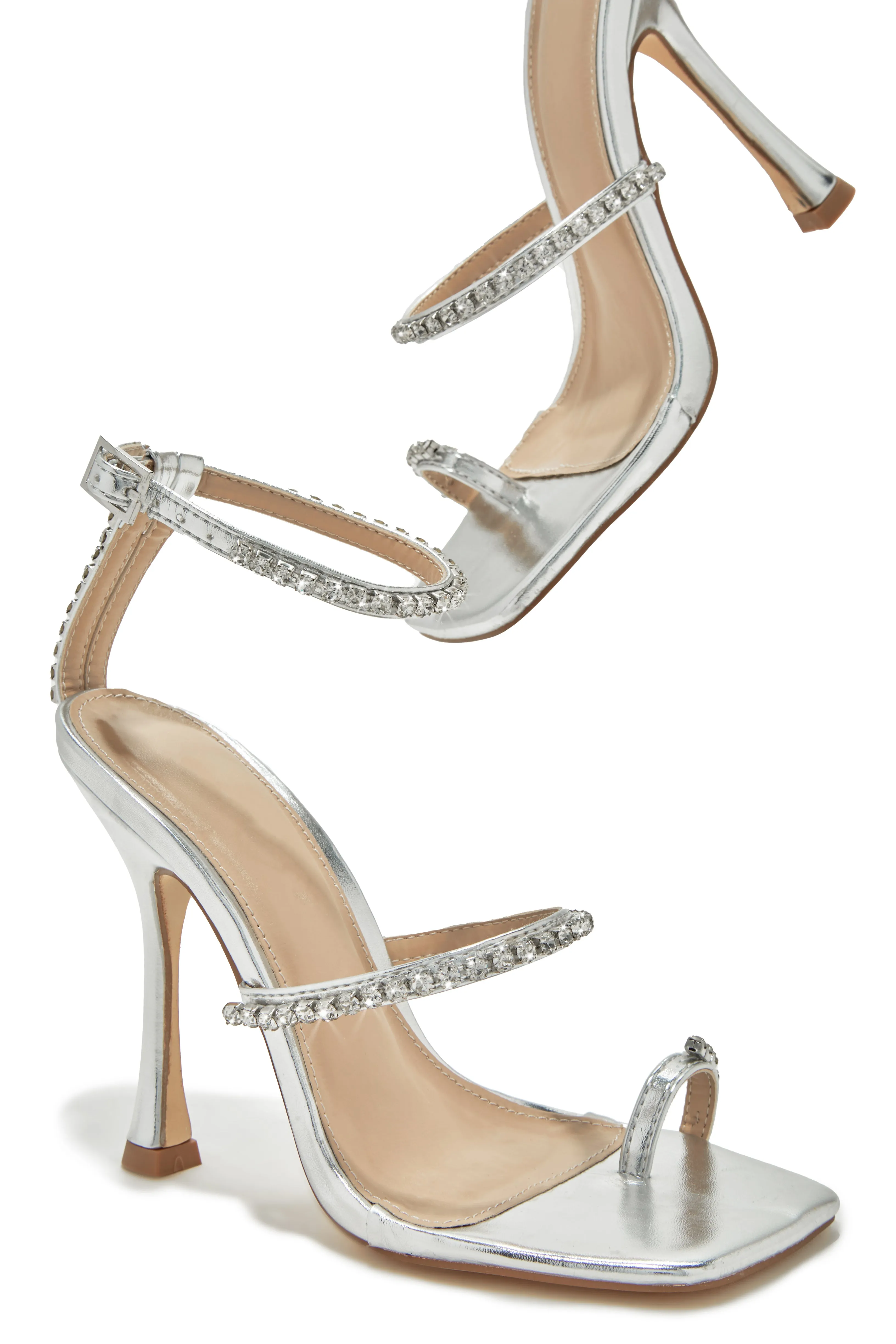 Sunsets & Wine Embellished High Heels - Silver sold by Miss Lola product image thumbnail 2