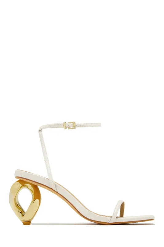 Camilla Chain Link Mid Heels - Cream sold by Miss Lola