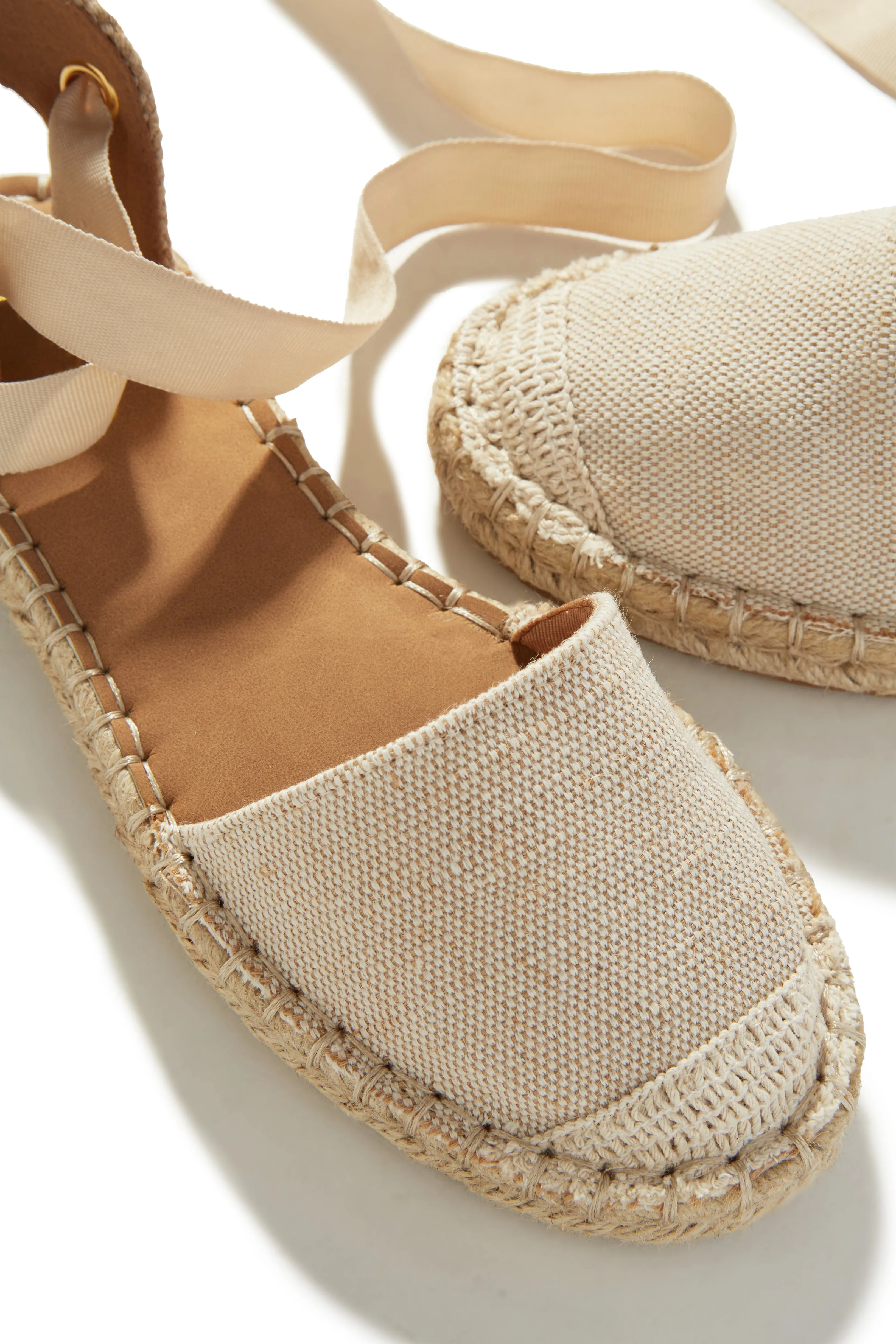 Vacation Sun Lace Up Espadrille Flats - Natural sold by Miss Lola product image thumbnail 2