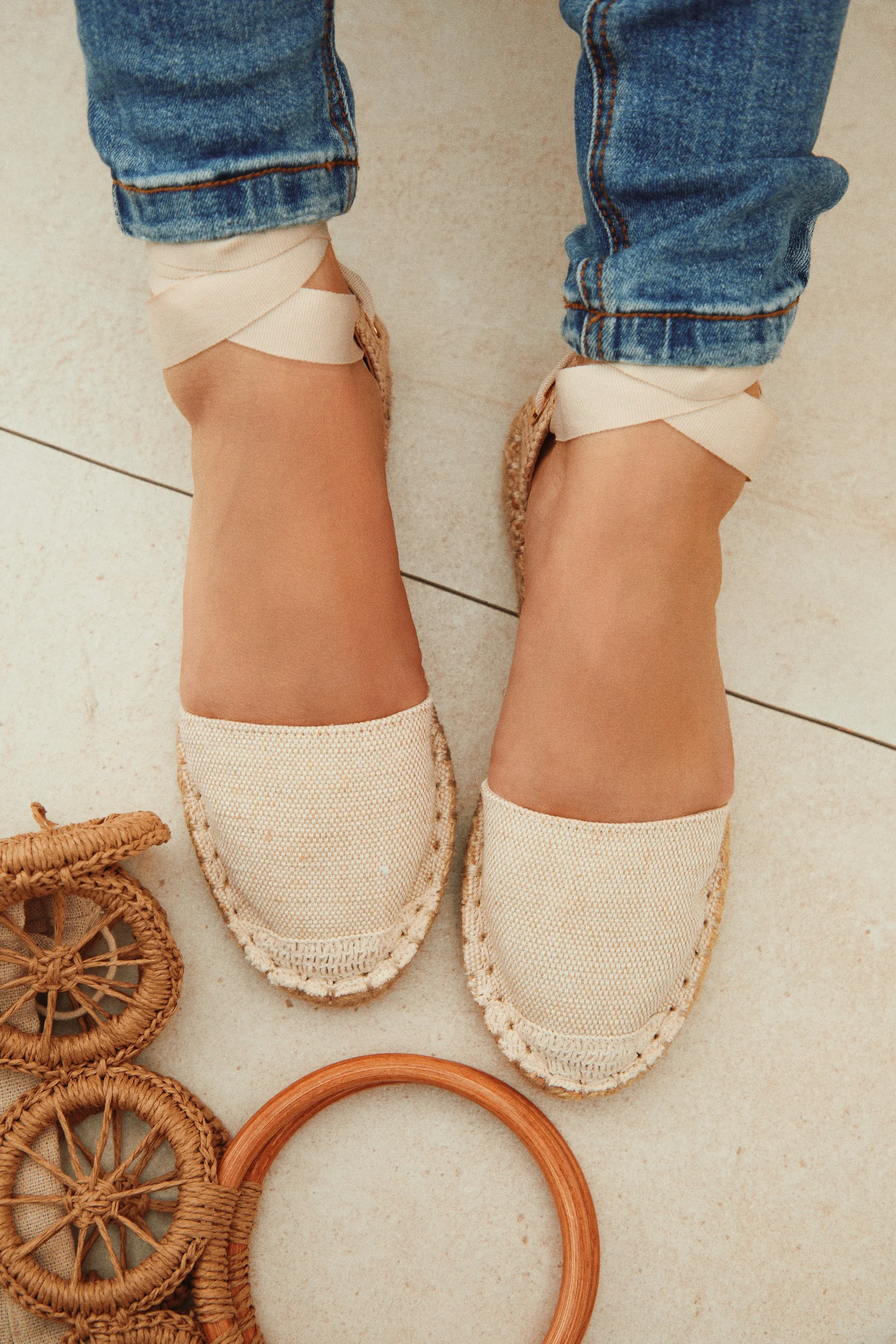 Vacation Sun Lace Up Espadrille Flats - Natural sold by Miss Lola product image thumbnail 3