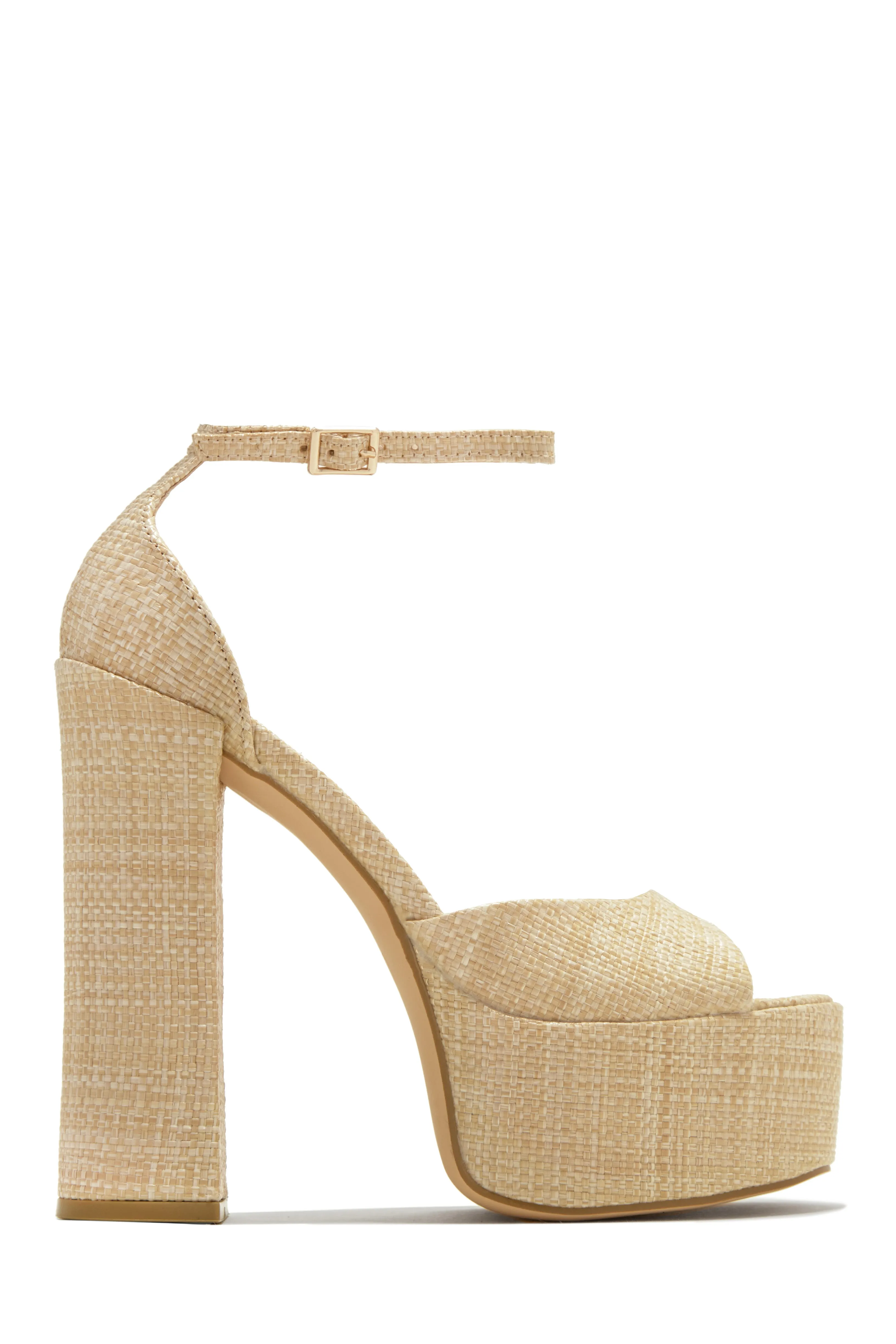 Baecation Platform Block High Heels - Natural sold by Miss Lola product image thumbnail 5