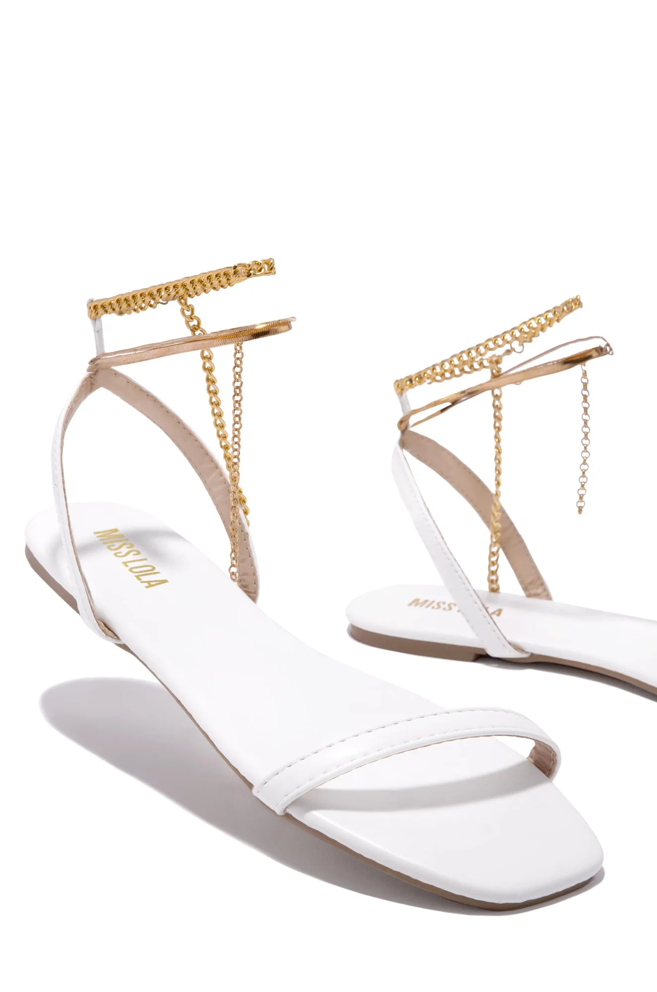Perfect Affair Gold Chain Sandals - White sold by Miss Lola product image thumbnail 4