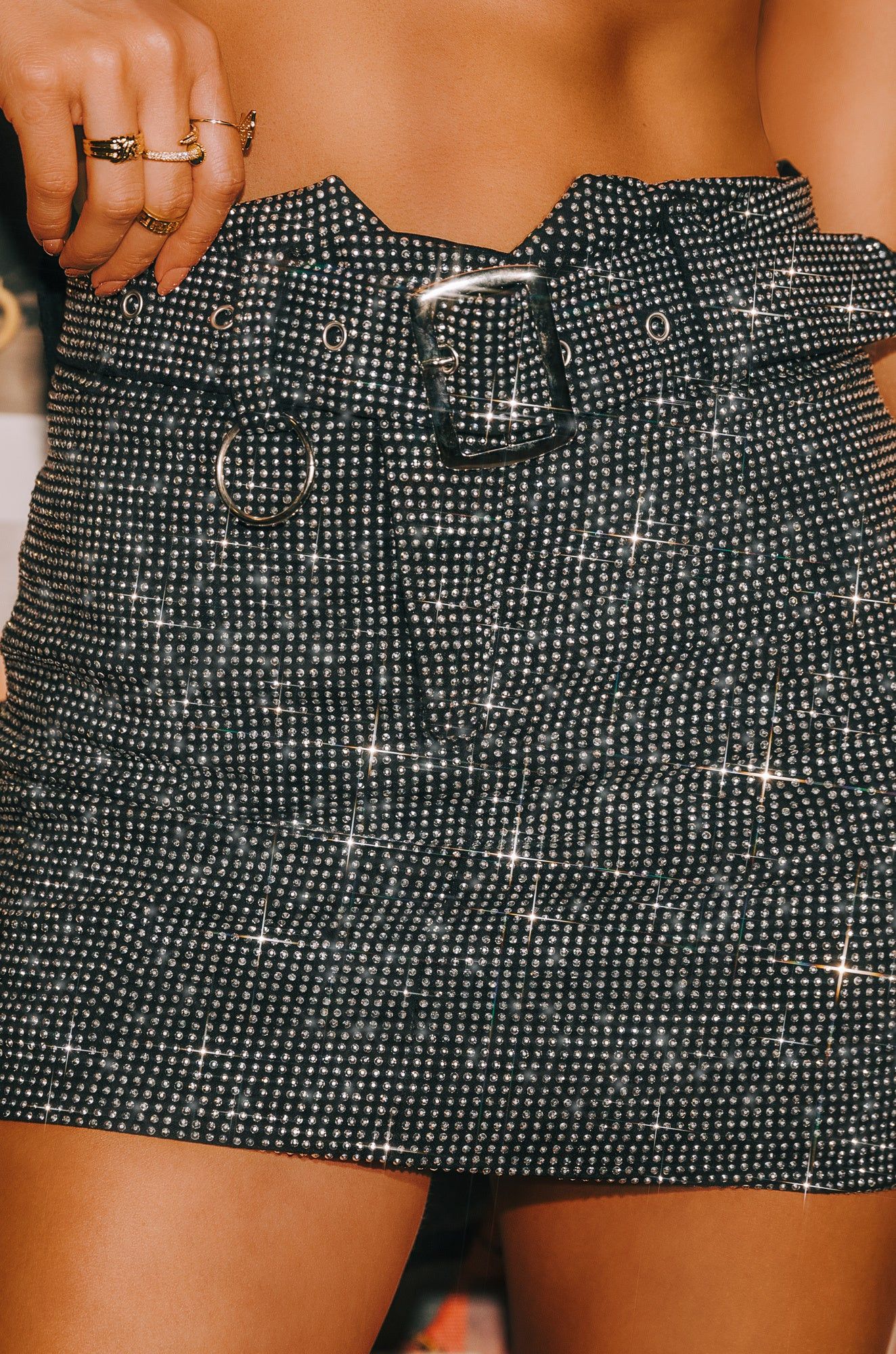 Dirty Martini Embellished Mini Skirt - Black sold by Miss Lola