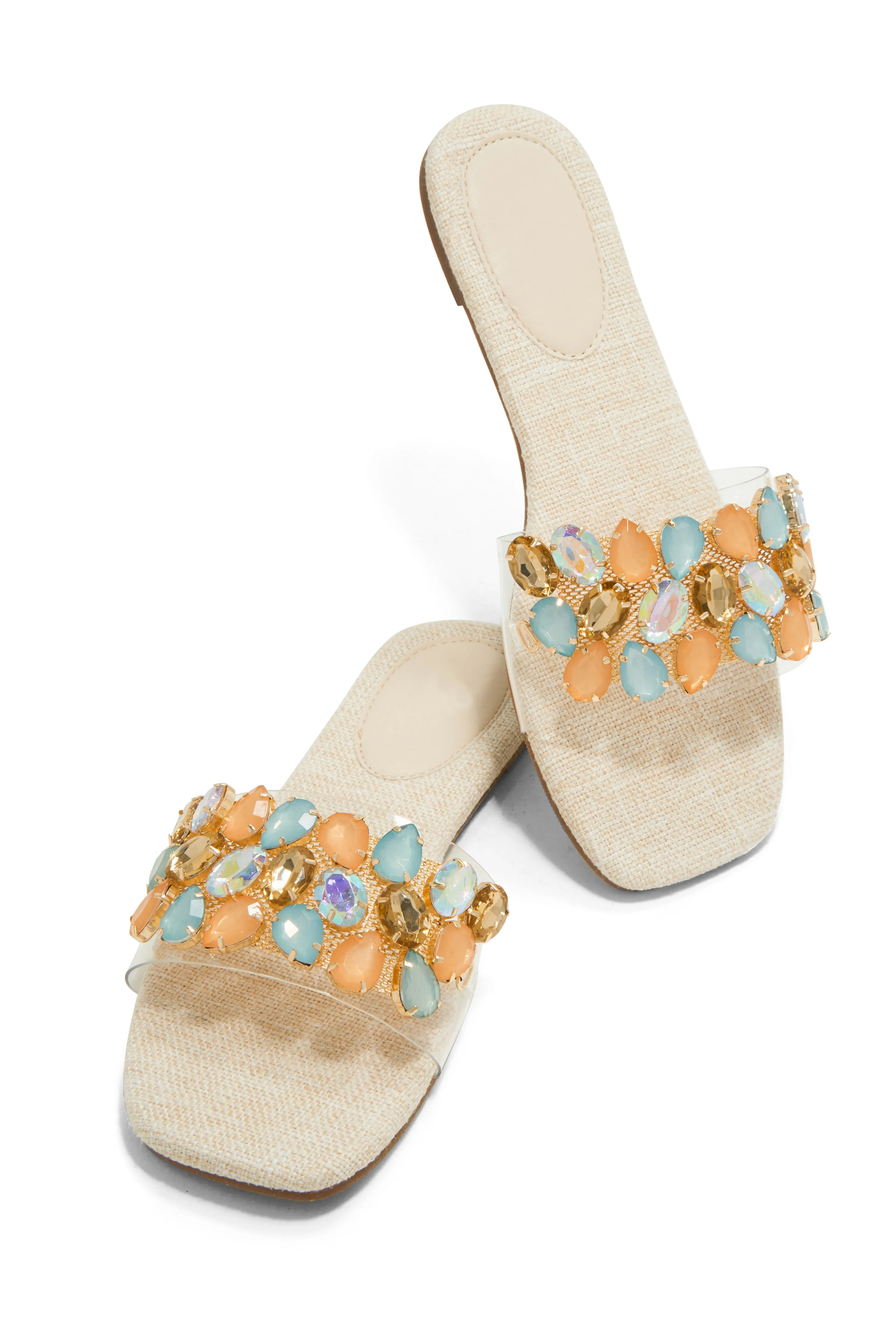 Paradise On Earth Embellished Slip On Sandals - Nude sold by Miss Lola product image thumbnail 5