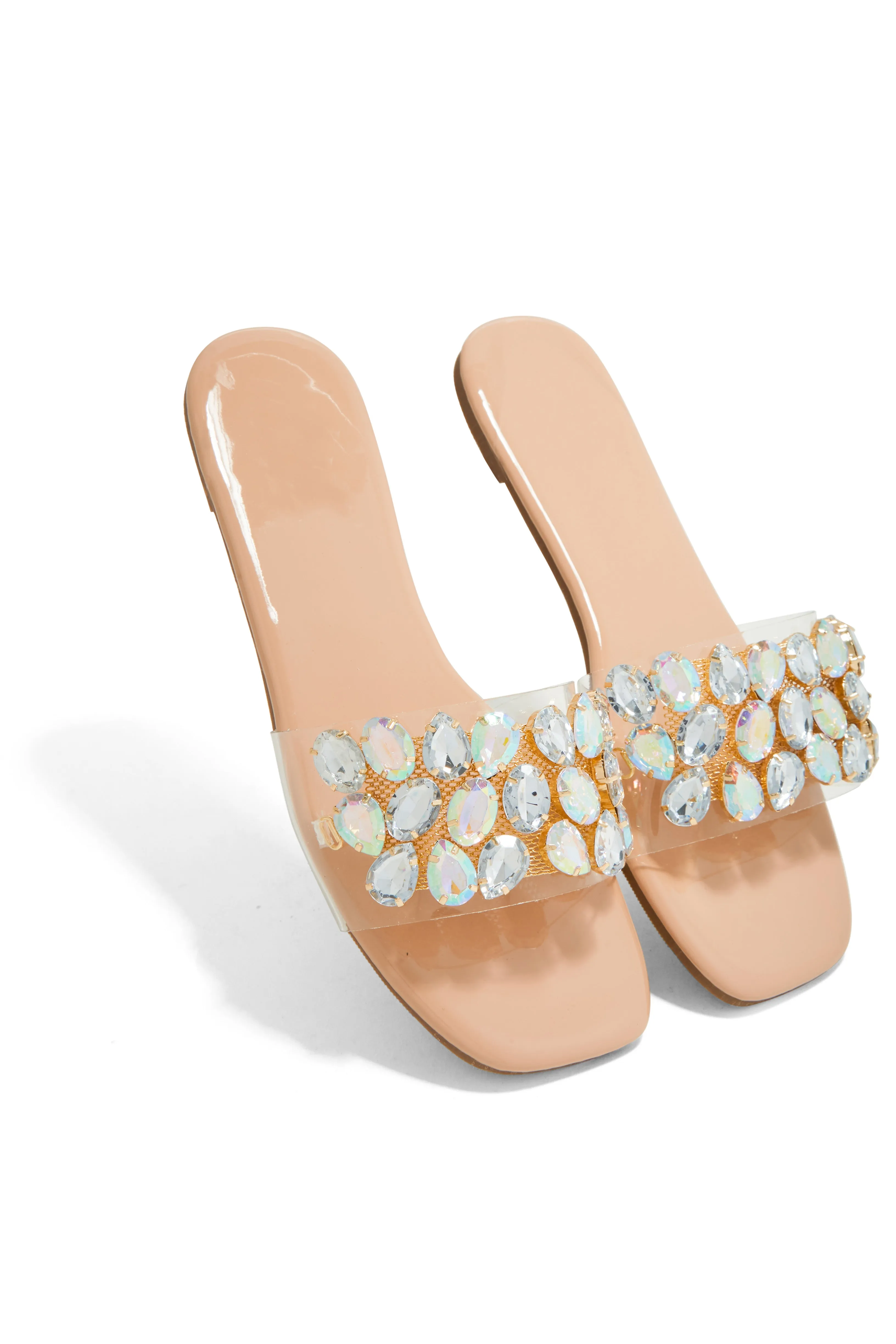 Paradise On Earth Embellished Slip On Sandals - Nude sold by Miss Lola product image thumbnail 2