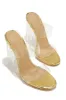 Your Next Date Clear Strap Block Heel Mules - Gold sold by Miss Lola