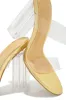Your Next Date Clear Strap Block Heel Mules - Gold sold by Miss Lola