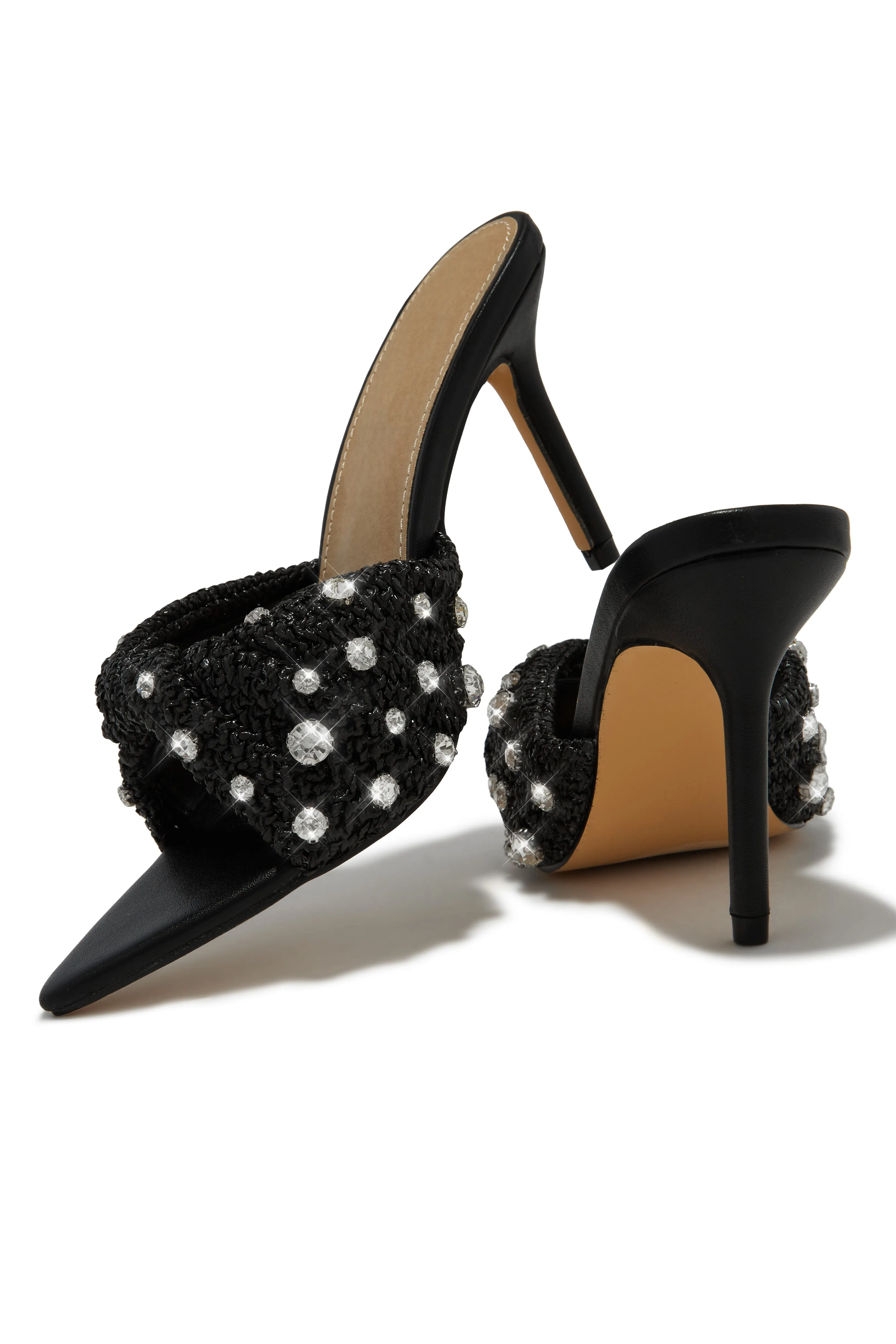 Baja Cruise Embellished High Heel Mules - Black sold by Miss Lola product image thumbnail 3