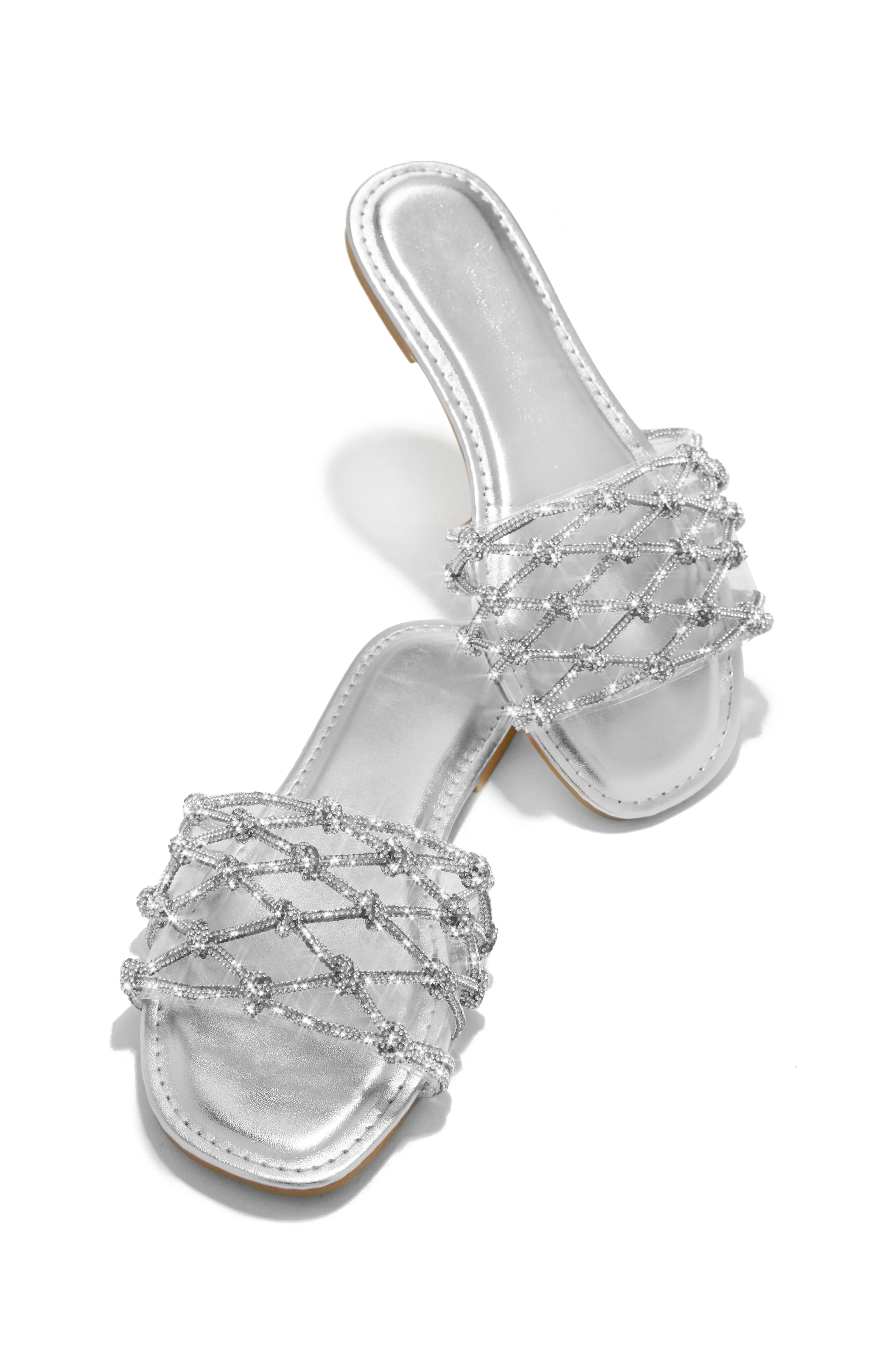 Luxury Villa Embellished Slip On Sandals - Silver sold by Miss Lola product image thumbnail 2
