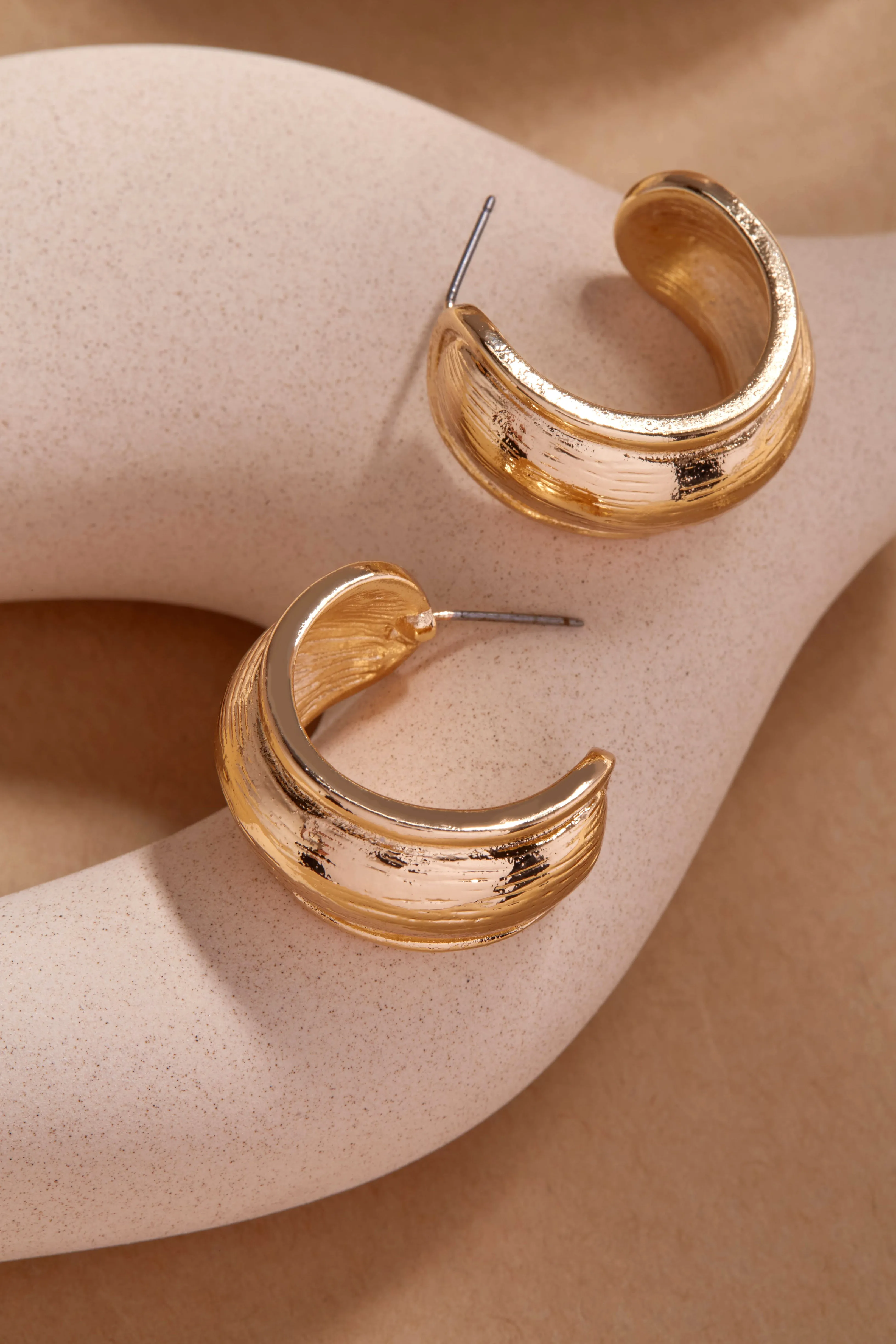 Luneya Chunky Textured Hoop Earring - Gold sold by Miss Lola product image thumbnail 5