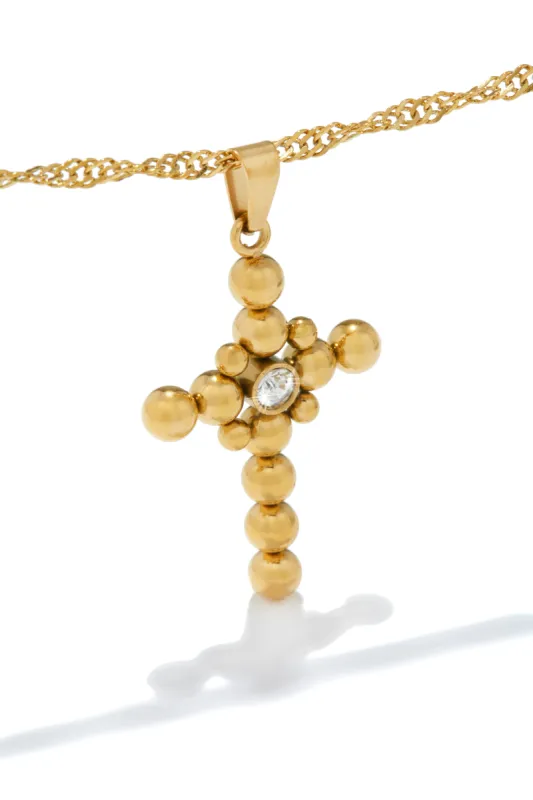Ymara Cross Pendant Necklace - Gold sold by Miss Lola