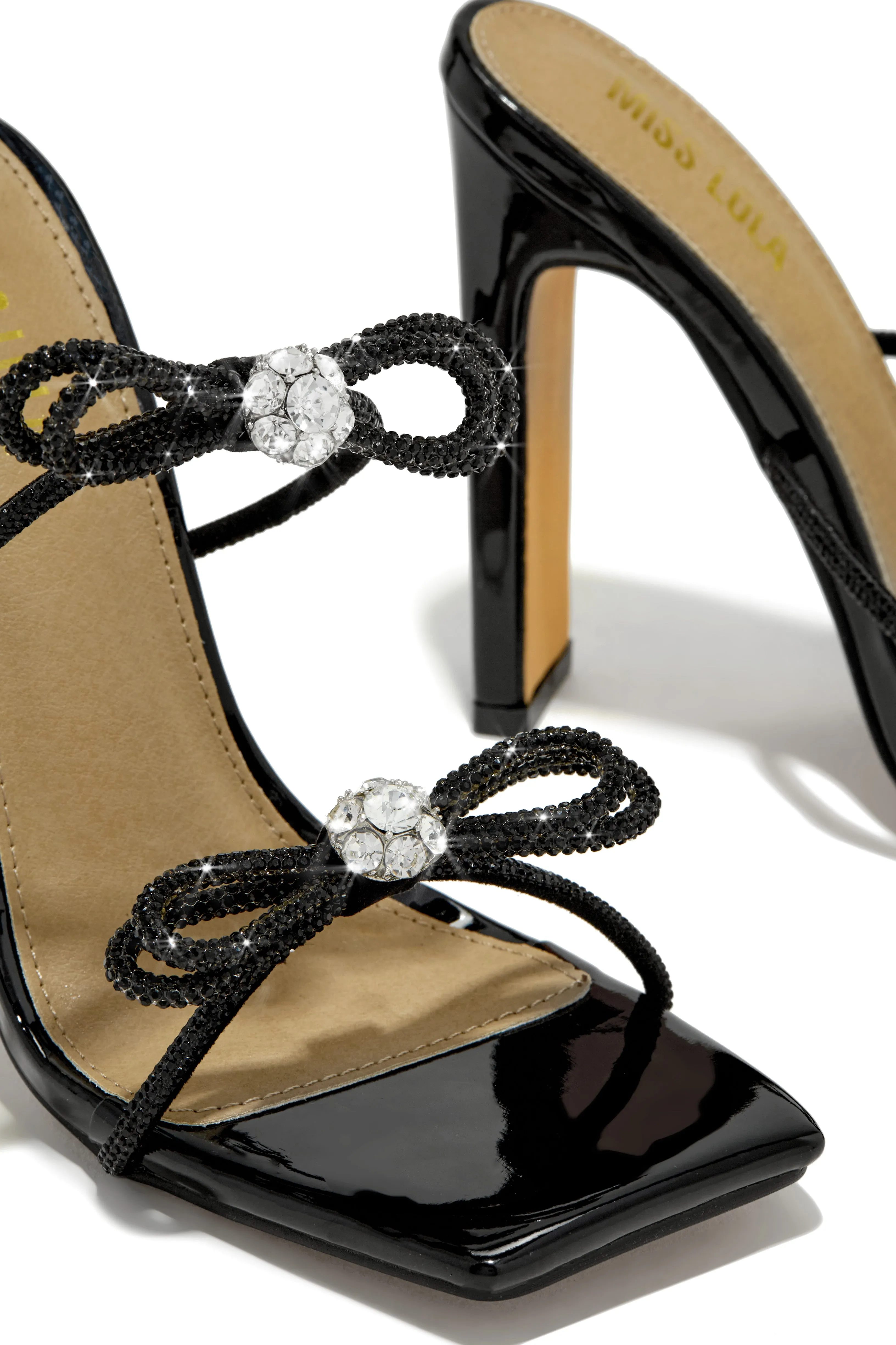 Life Is A Party Embellished High Heel Mules - Black sold by Miss Lola product image thumbnail 4