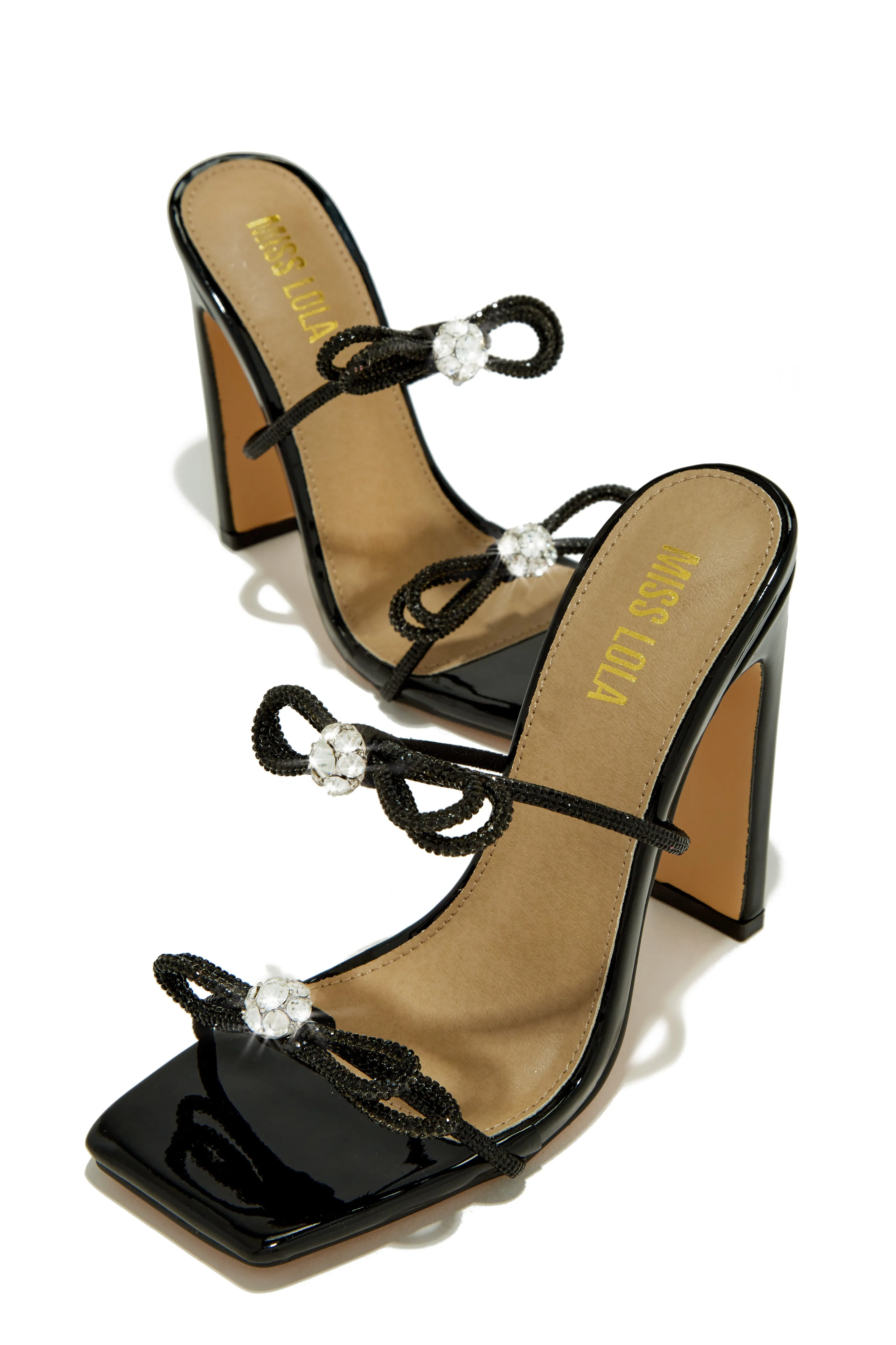 Life Is A Party Embellished High Heel Mules - Black sold by Miss Lola product image thumbnail 3