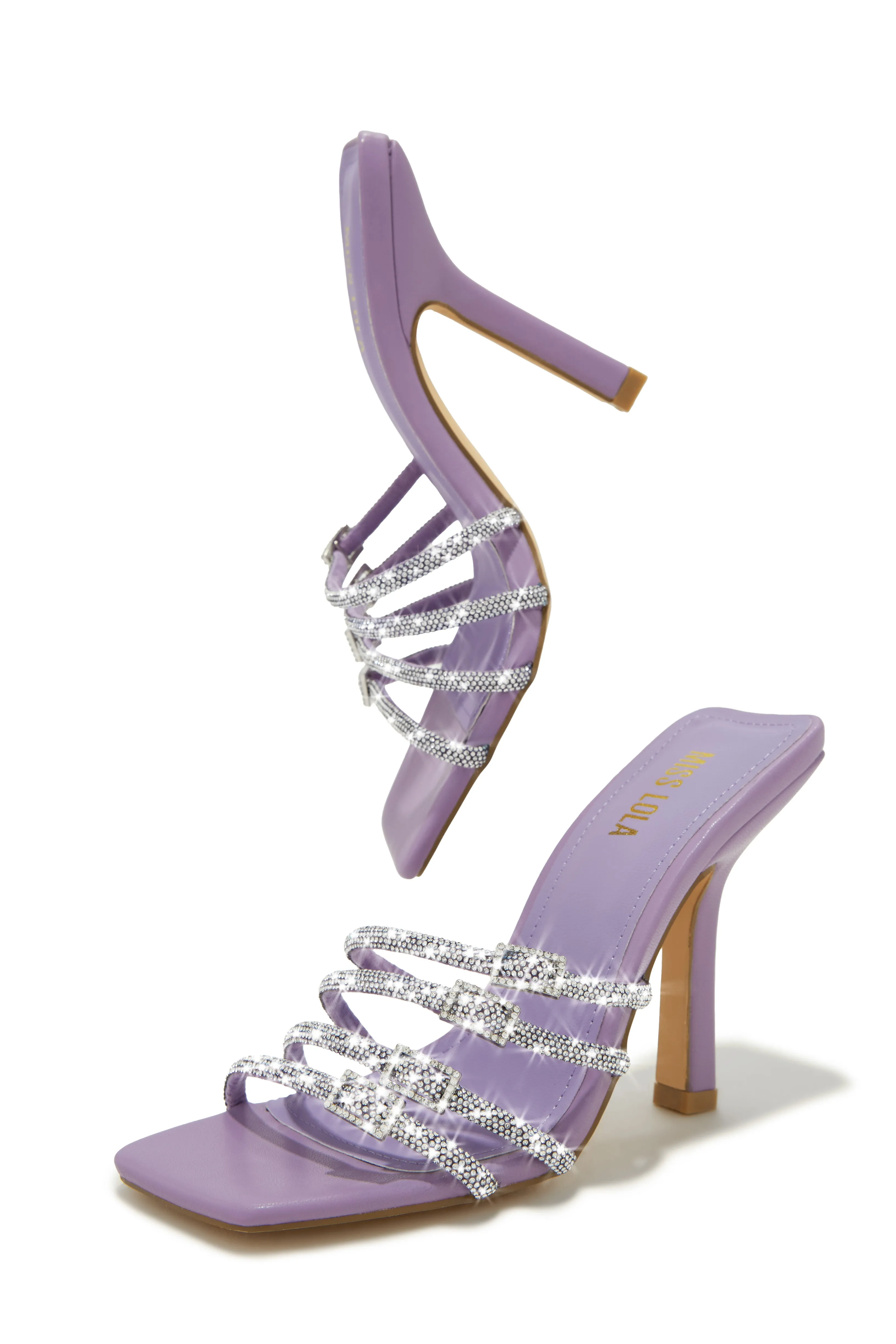 Champagne Taste Embellished High Heel Mules - Lavender sold by Miss Lola product image thumbnail 3