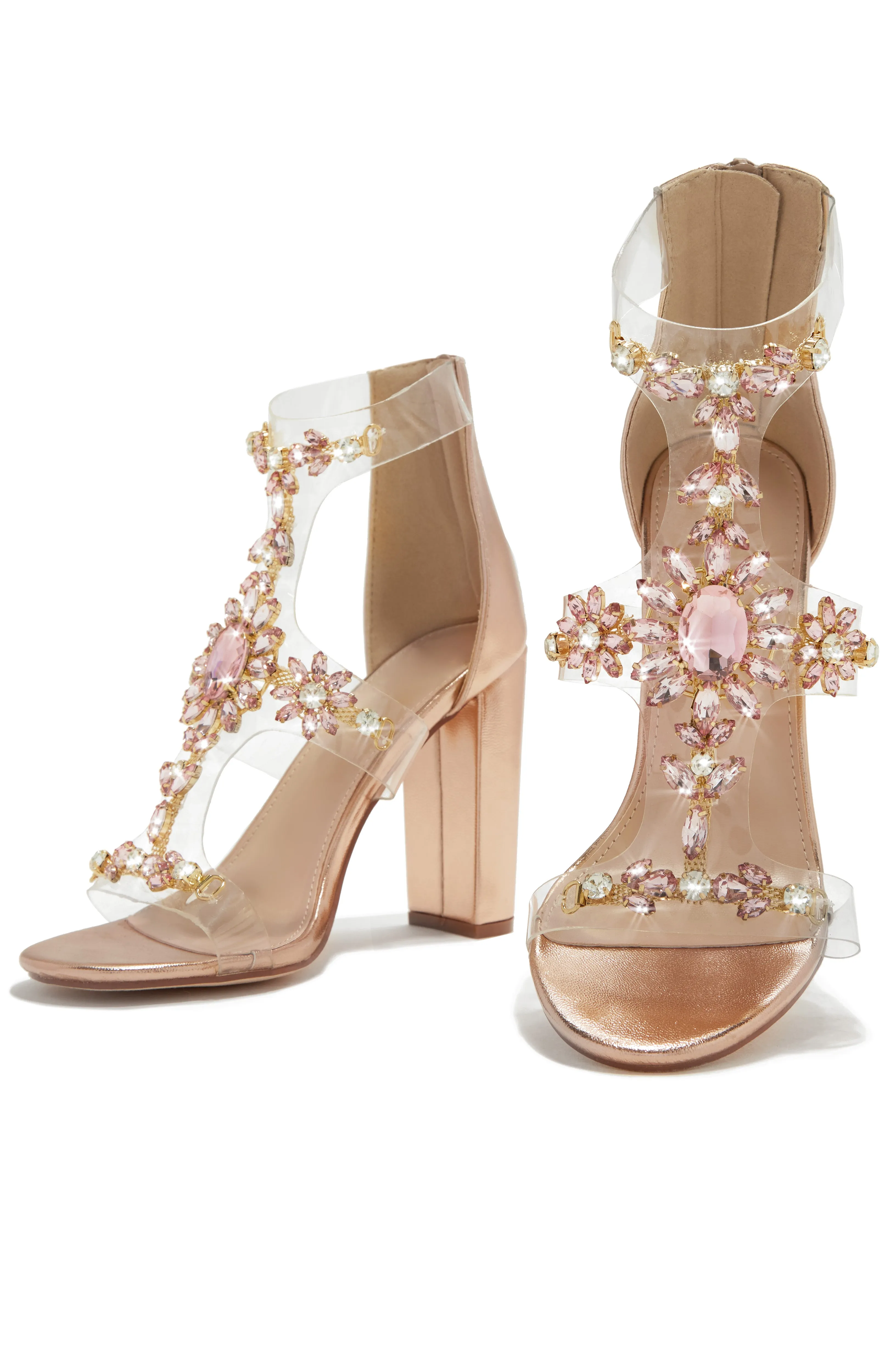 Queen Energy Embellished Clear Strap High Heels - Rose Gold sold by Miss Lola product image thumbnail 3