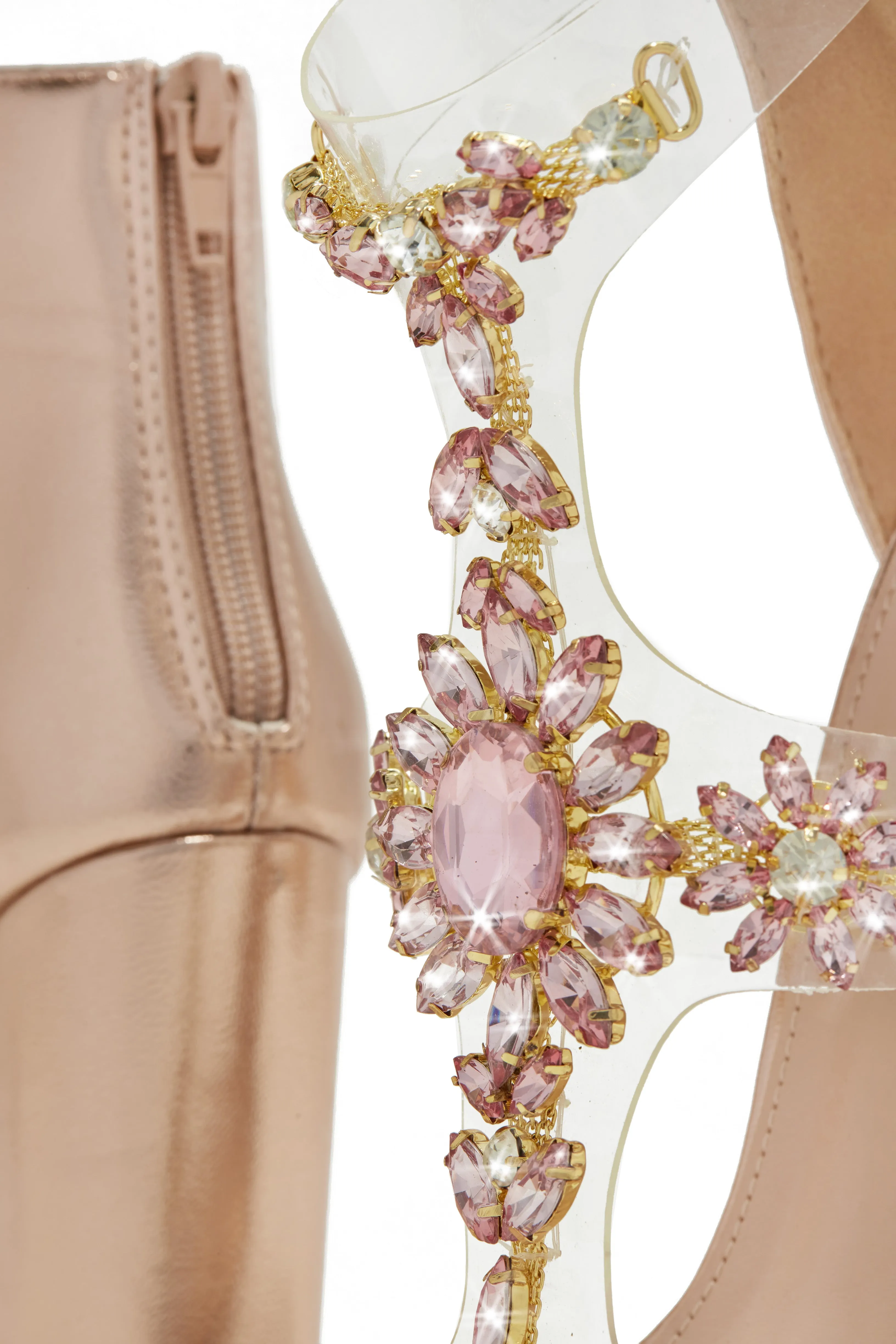 Queen Energy Embellished Clear Strap High Heels - Rose Gold sold by Miss Lola product image thumbnail 4