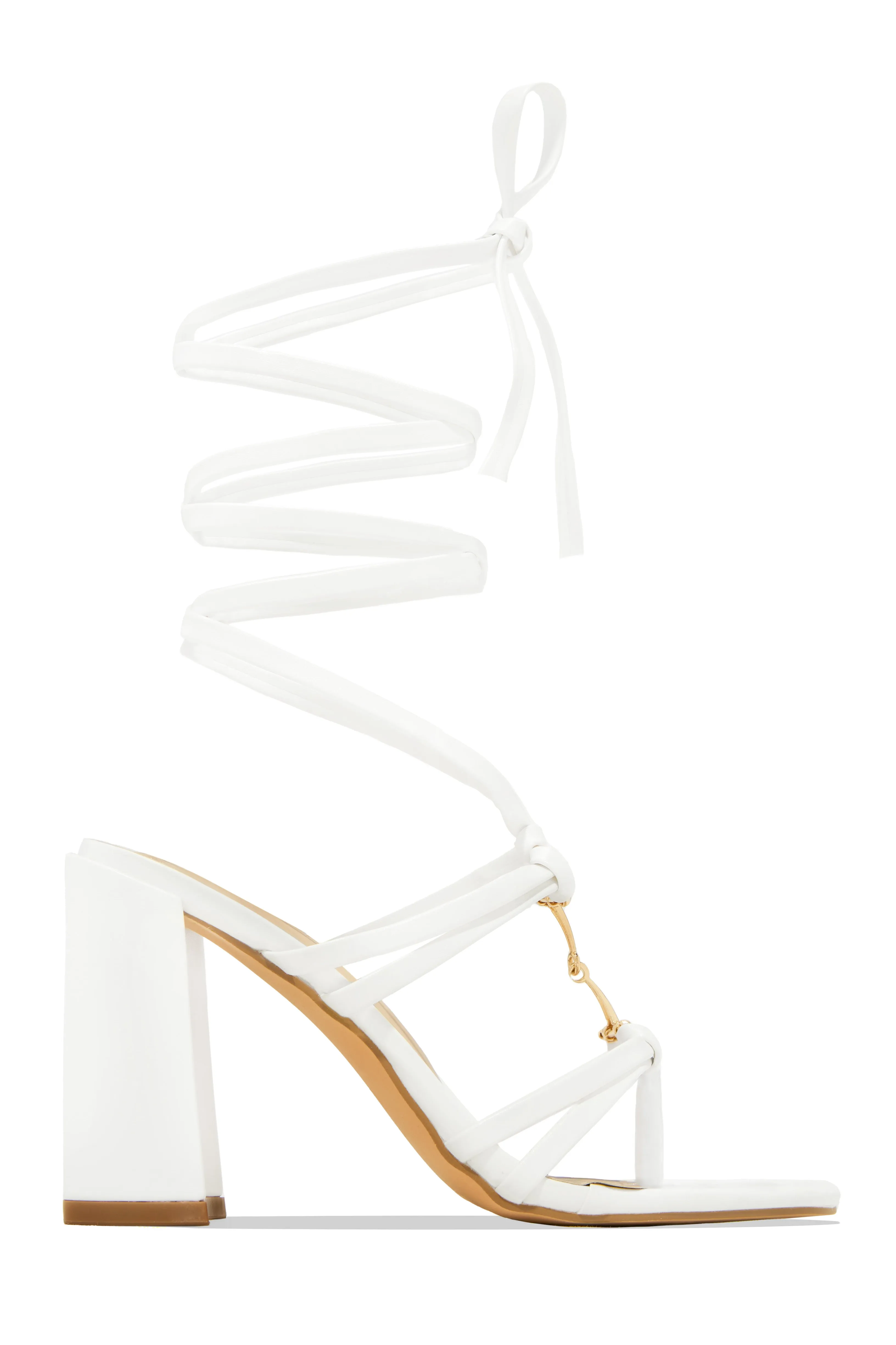 Stepping Out Lace Up Block Heels - White sold by Miss Lola product image thumbnail 4