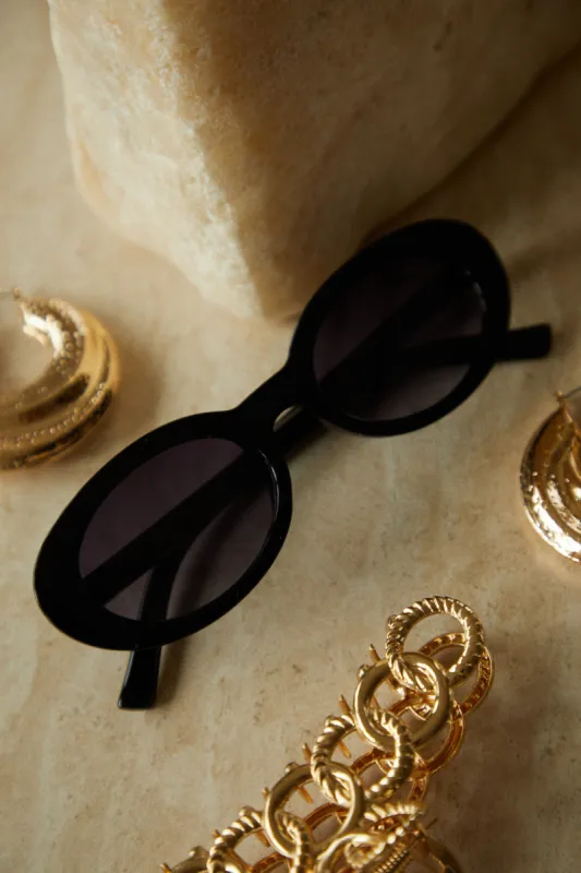 Elena Oval Sunglasses - Black sold by Miss Lola
