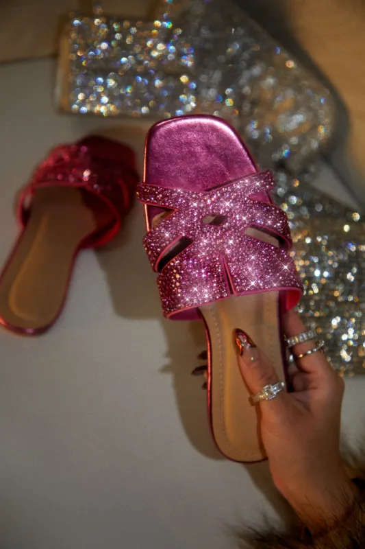 Destination Dreams Embellished Slip On Sandals - Pink sold by Miss Lola