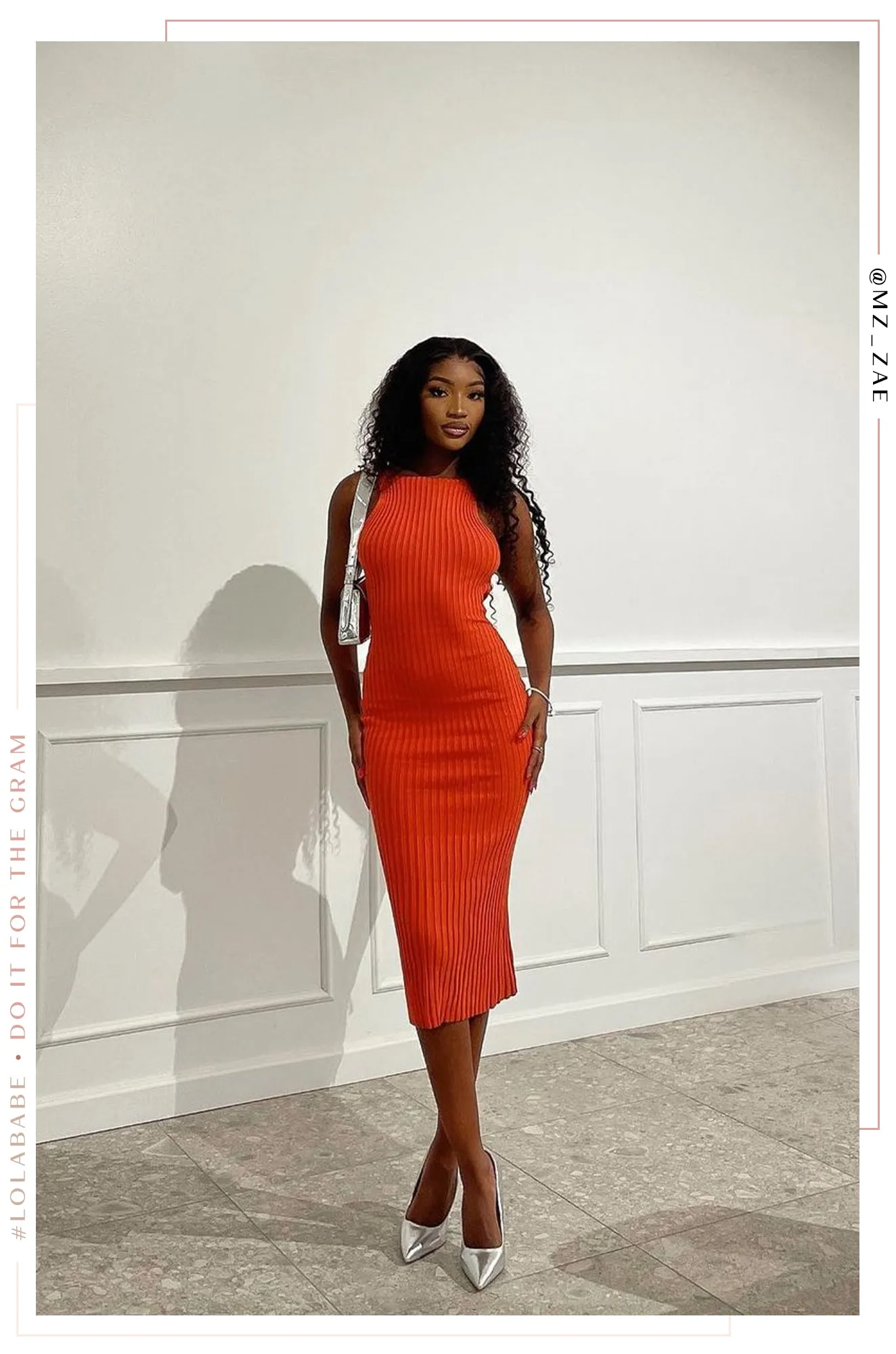 Veronica Open Back Ribbed Dress - Orange sold by Miss Lola product image thumbnail 5