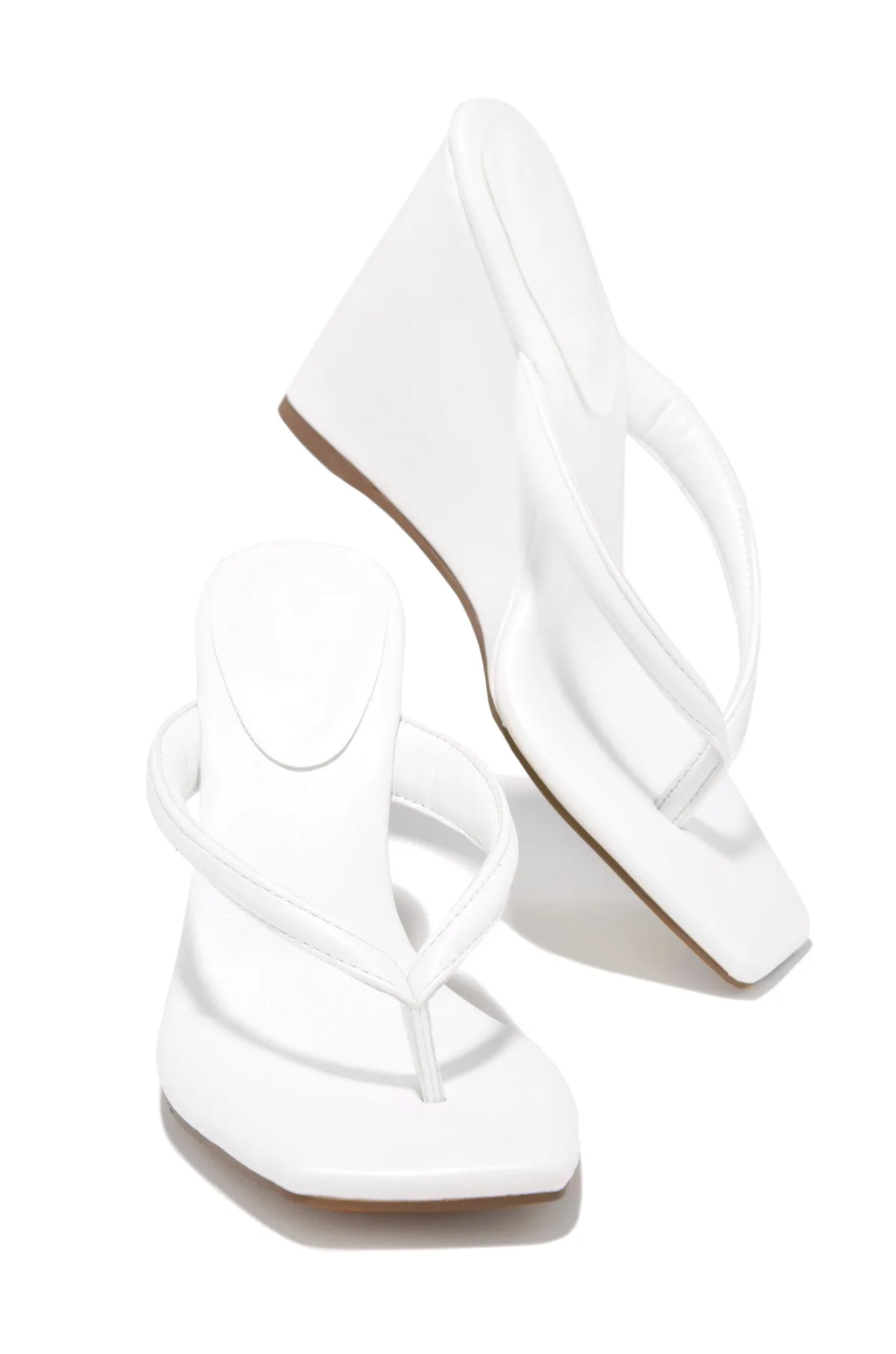 Alena Wedge Heel Mules - White sold by Miss Lola product image thumbnail 2