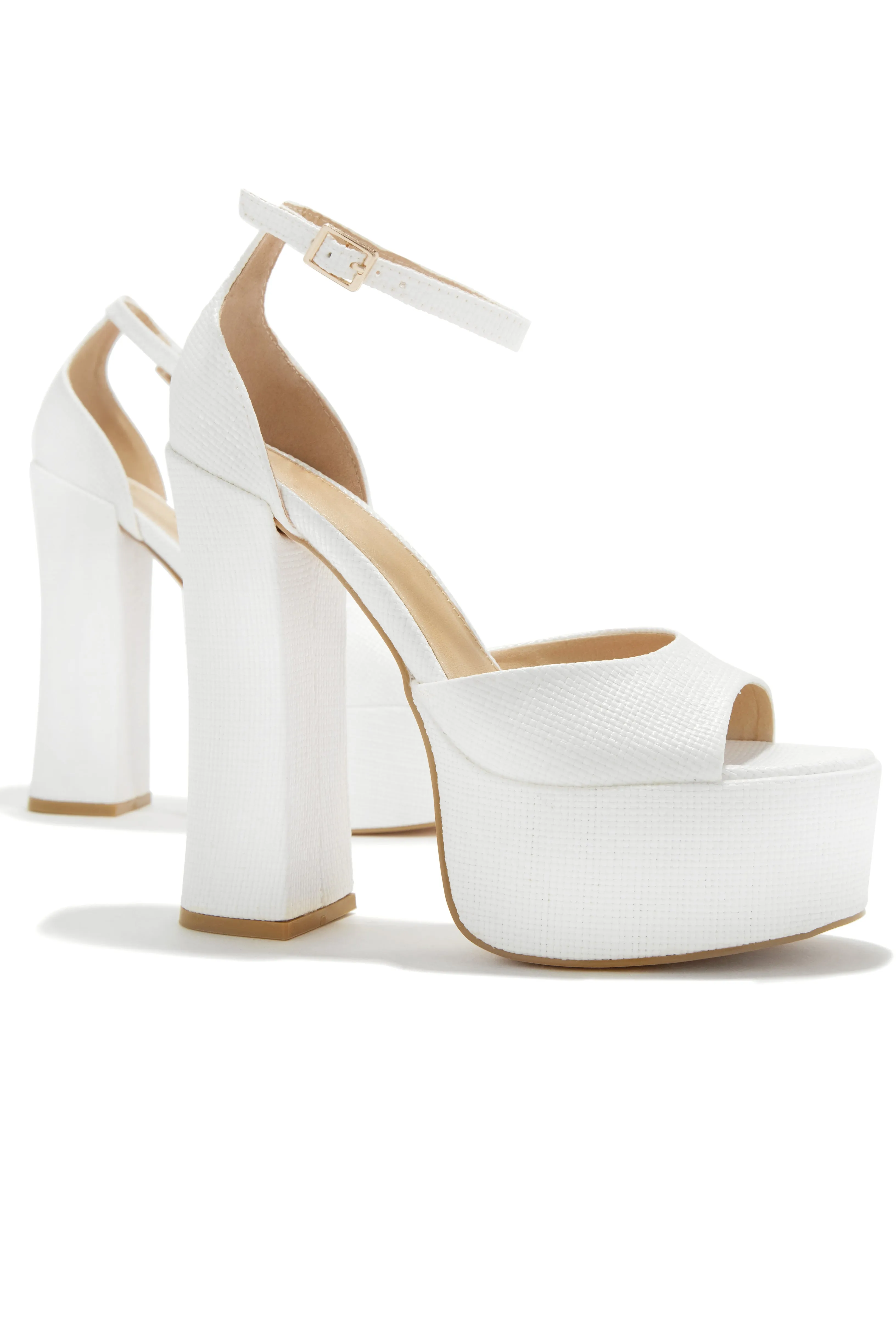 Baecation Platform Block High Heels - White sold by Miss Lola product image thumbnail 2