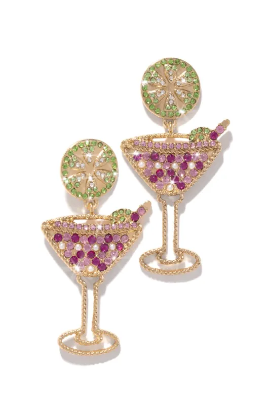 Party Cocktails Martini Statement Earring - Pink sold by Miss Lola