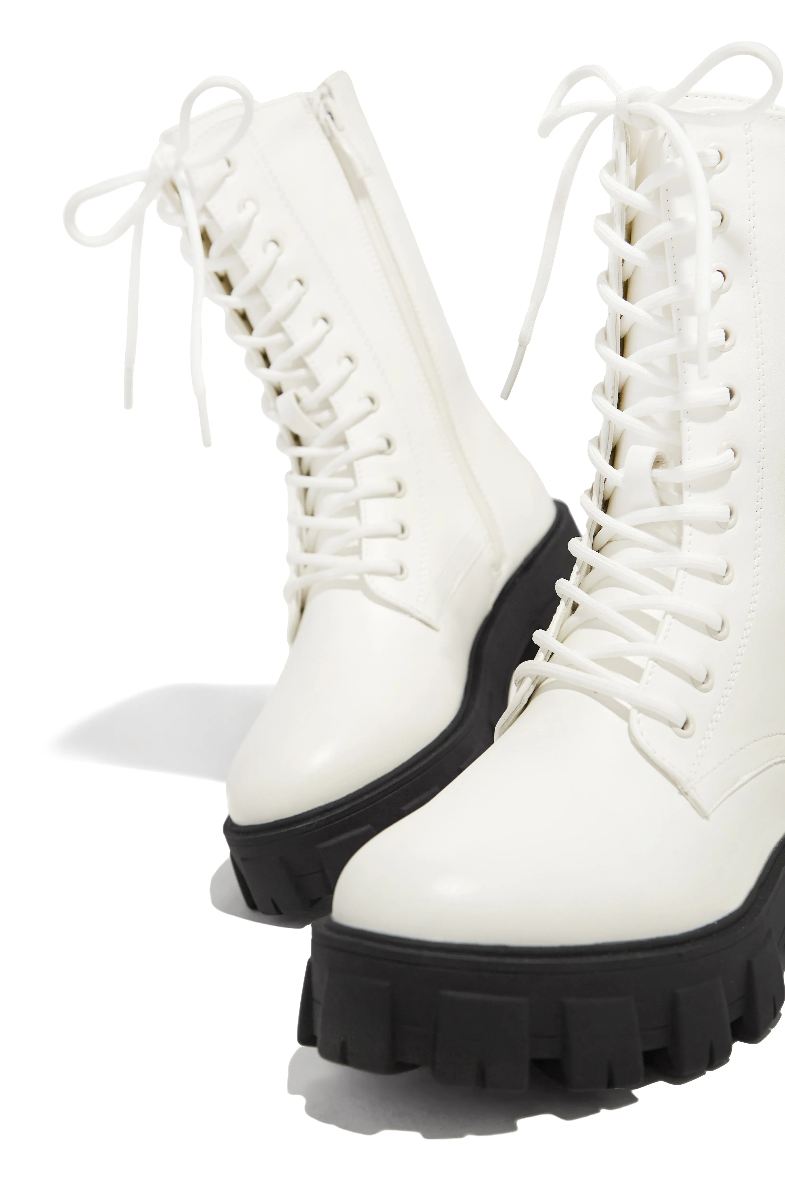 Dani Lace Up Combat Boots - White sold by Miss Lola product image thumbnail 5