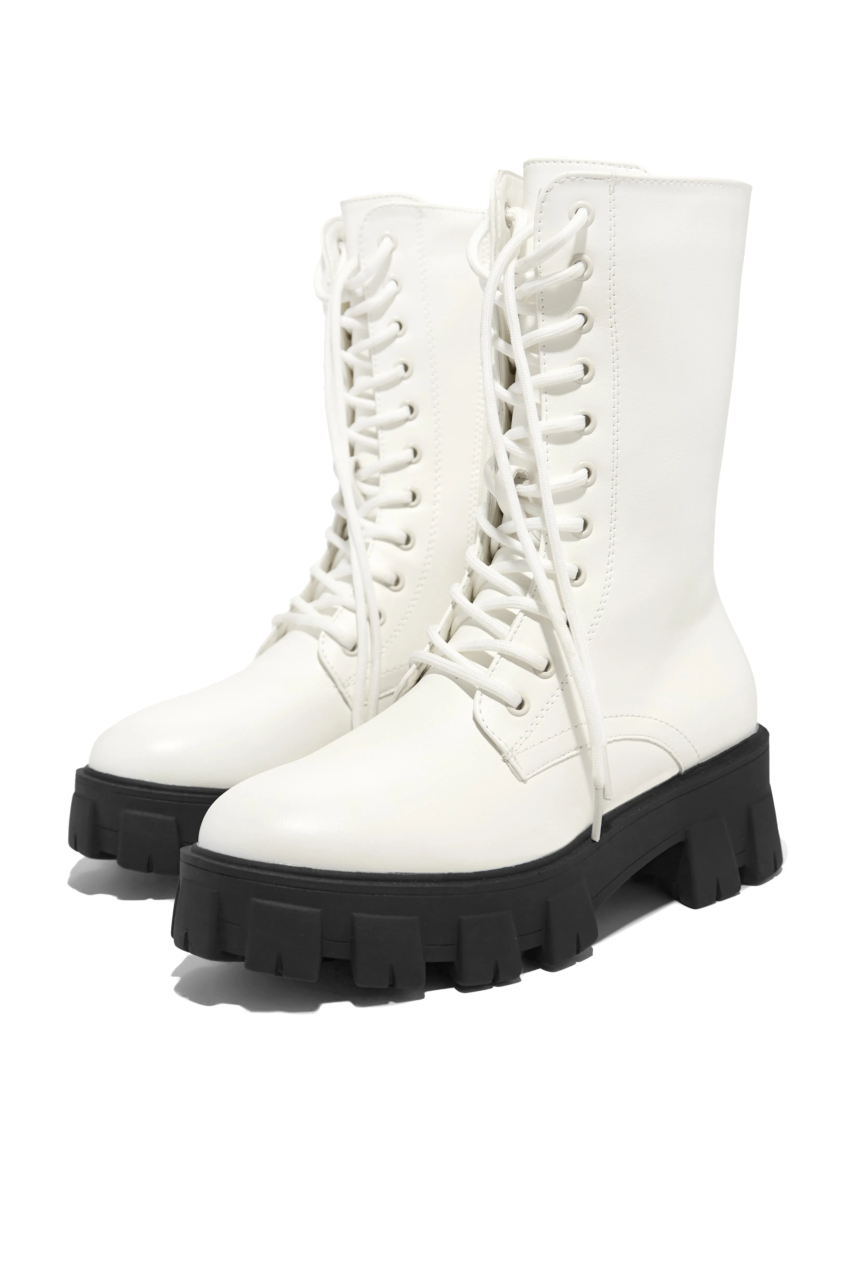Dani Lace Up Combat Boots - White sold by Miss Lola product image thumbnail 2