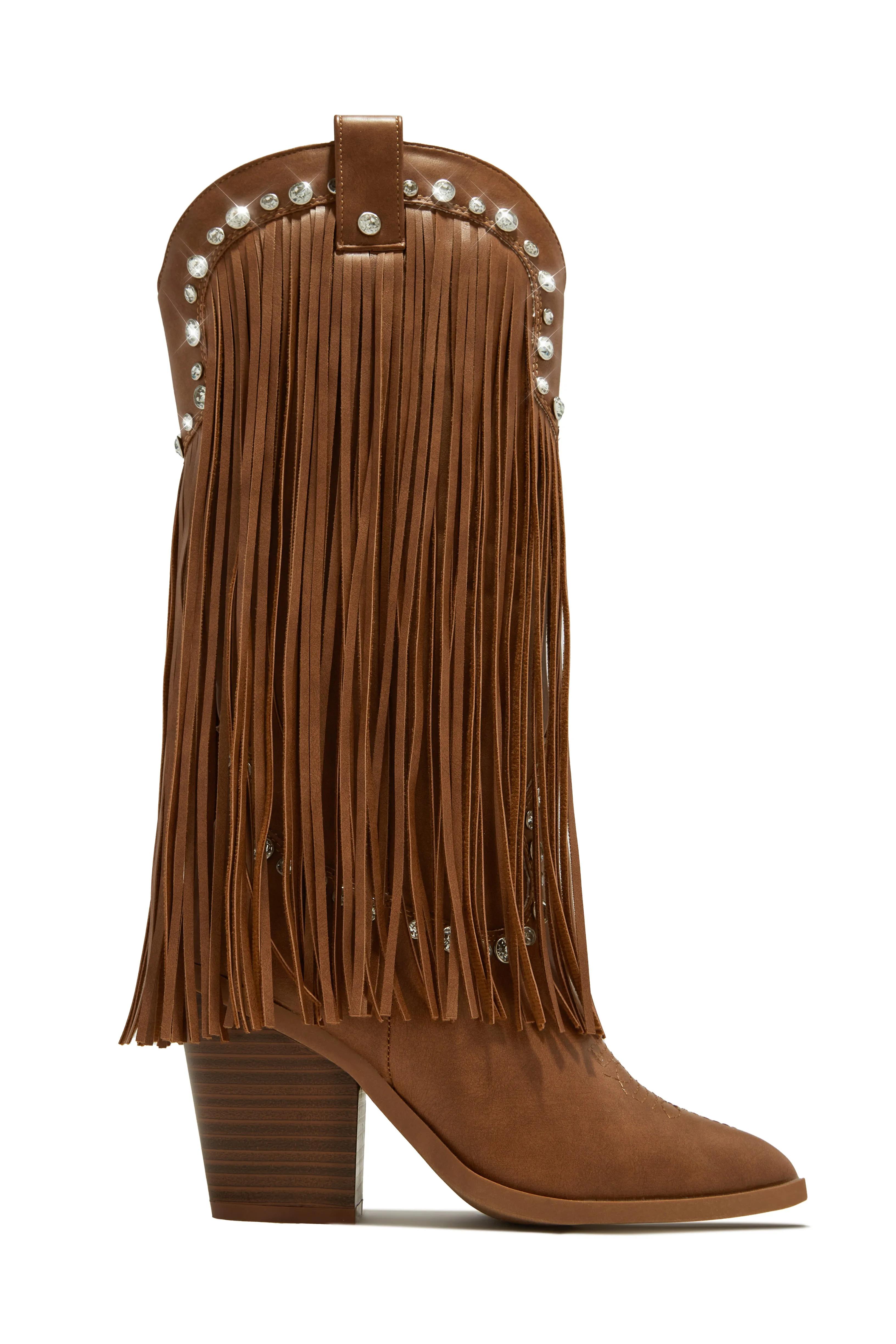 Houston Embellished Fringe Cowgirl Boots - Tan sold by Miss Lola product image thumbnail 3