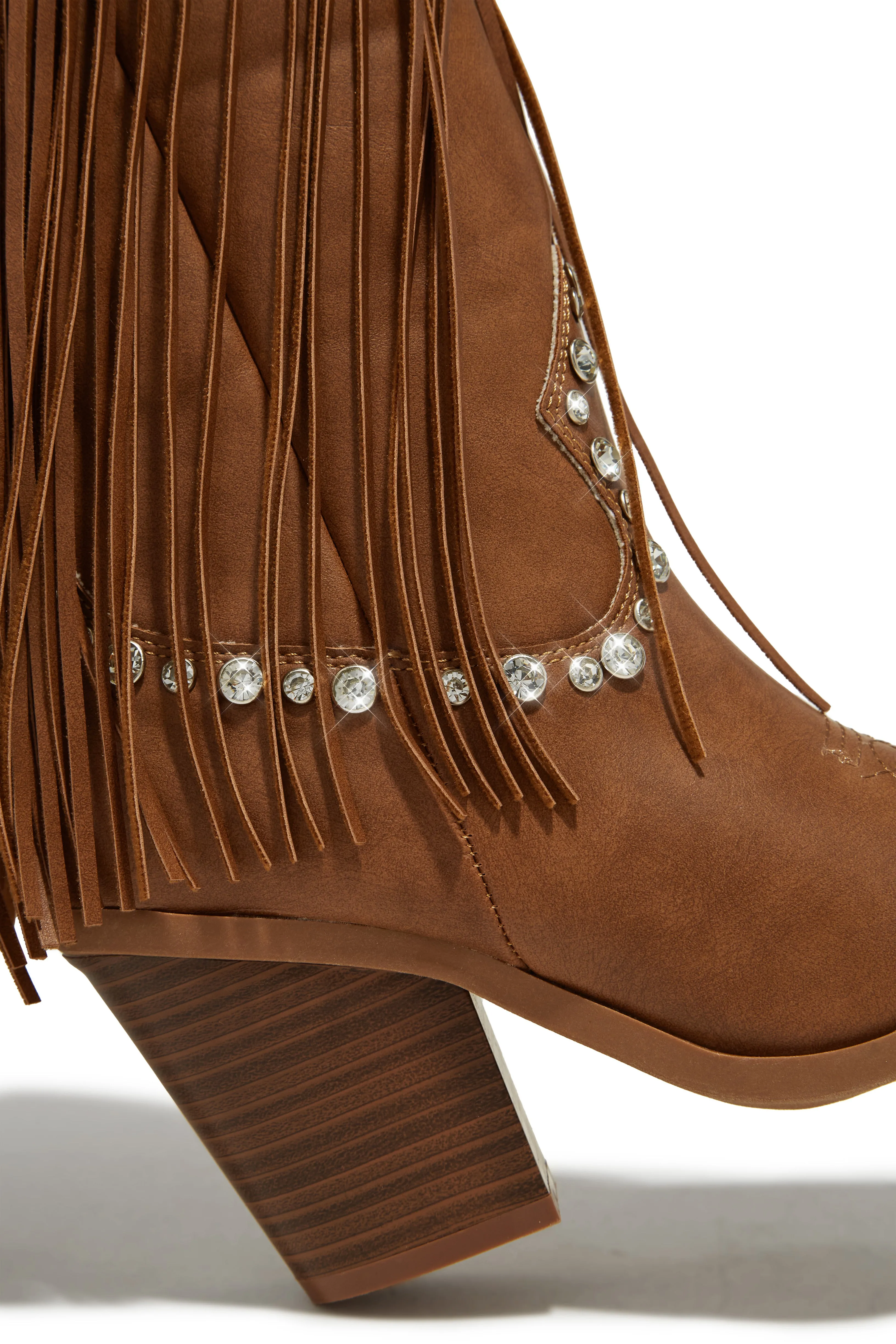 Houston Embellished Fringe Cowgirl Boots - Tan sold by Miss Lola product image thumbnail 5