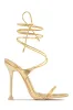 Wine & Dine Lace Up Heels - Gold sold by Miss Lola
