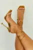 Wine & Dine Lace Up Heels - Gold sold by Miss Lola