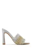 Feeling Myself Embellished High Heel Mules - Silver sold by Miss Lola