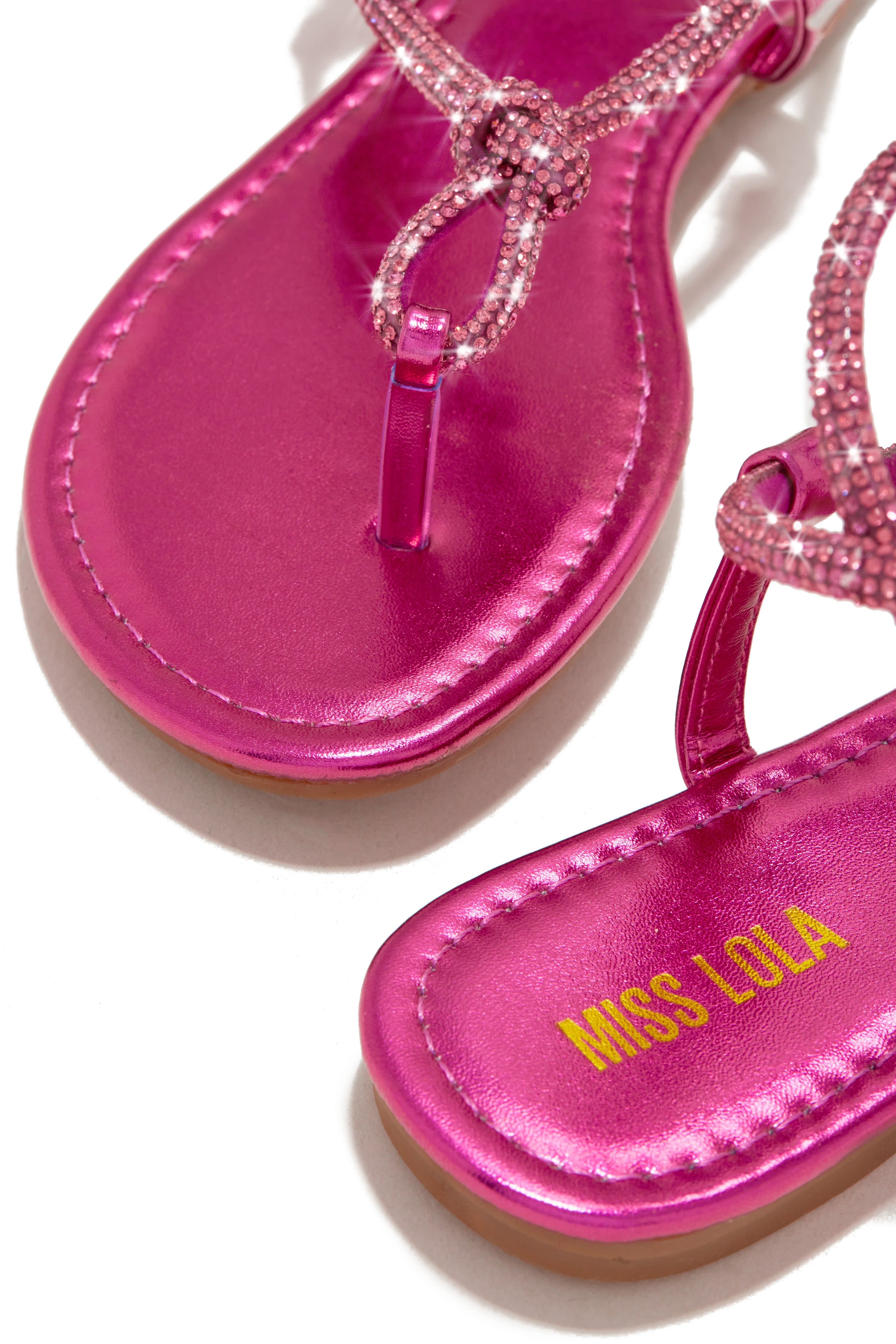 Dream Destination Embellished Flat Sandals - Pink sold by Miss Lola product image thumbnail 3
