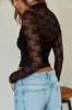 Julianna Lace Long Sleeve Top - Black sold by Miss Lola