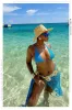 Agua De Coco Three Piece Crochet Bikini Set - Aqua sold by Miss Lola