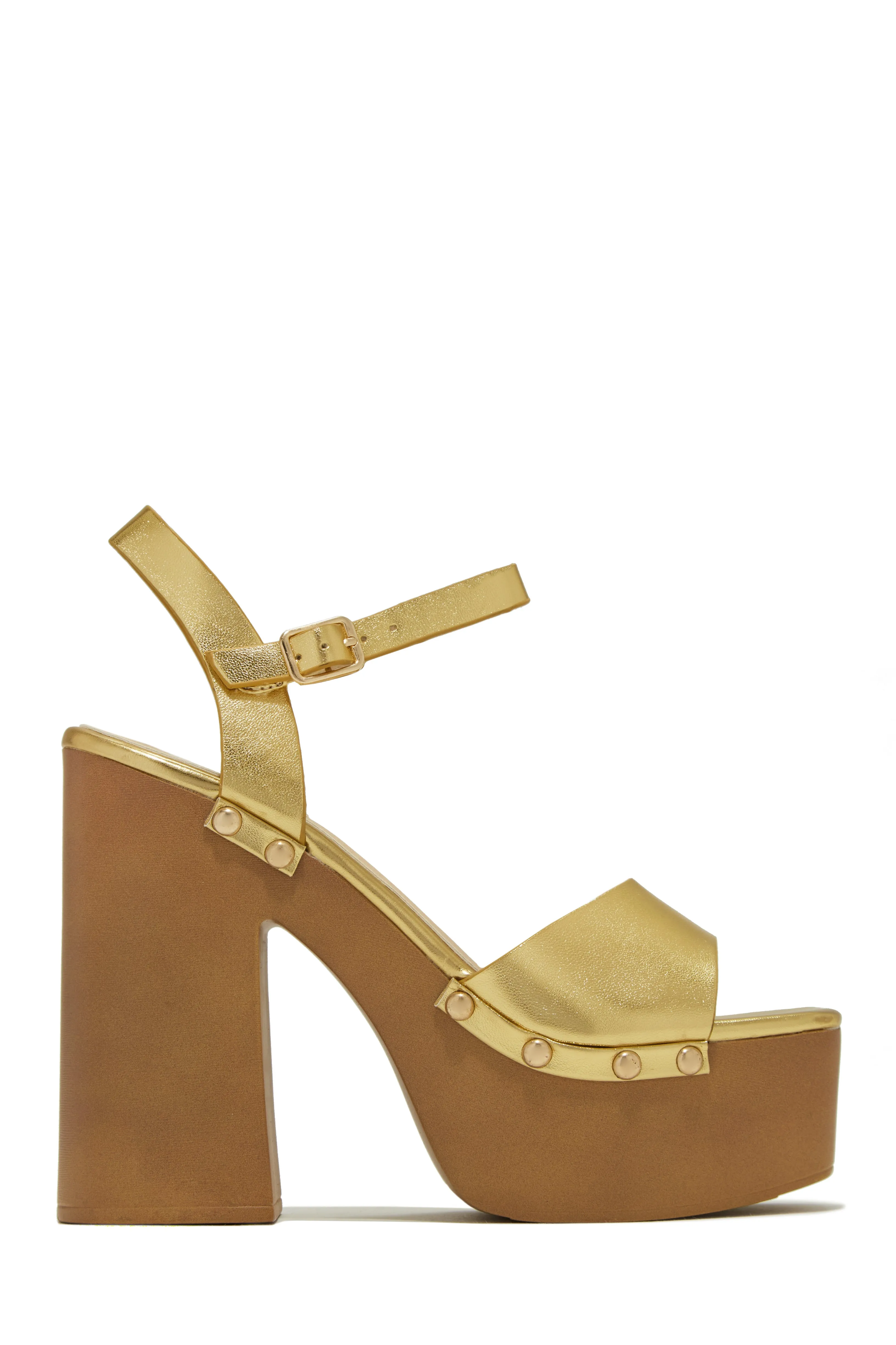 Kammy Platform Block High Heels - Gold sold by Miss Lola product image thumbnail 4