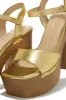 Kammy Platform Block High Heels - Gold sold by Miss Lola