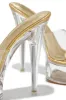 Angel Clear Platform High Heel Mules - Gold sold by Miss Lola