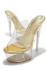 Angel Clear Platform High Heel Mules - Gold sold by Miss Lola