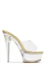 Angel Clear Platform High Heel Mules - Gold sold by Miss Lola