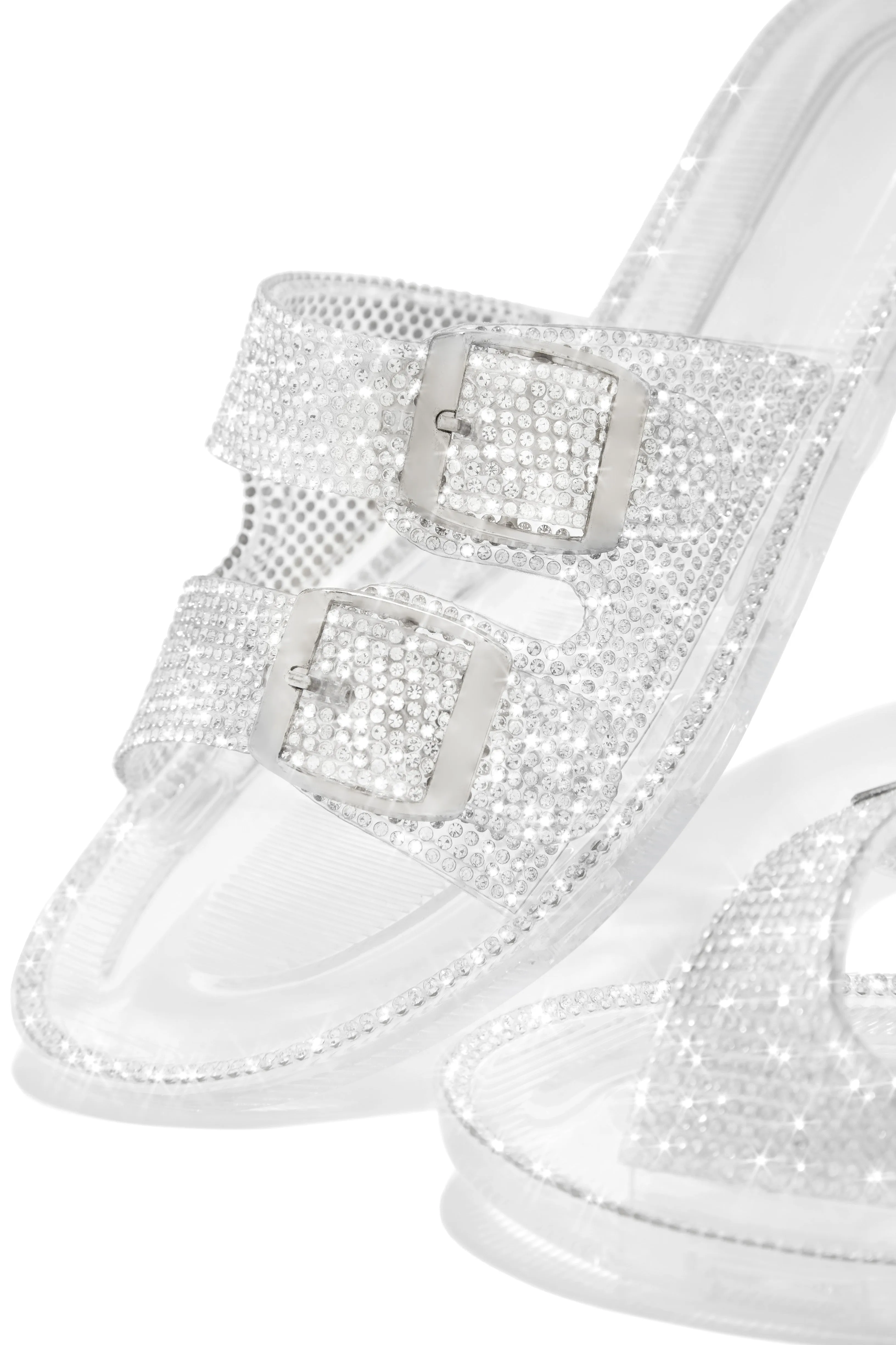 La Mer Embellished Jelly Slip On Sandals - Clear sold by Miss Lola product image thumbnail 4
