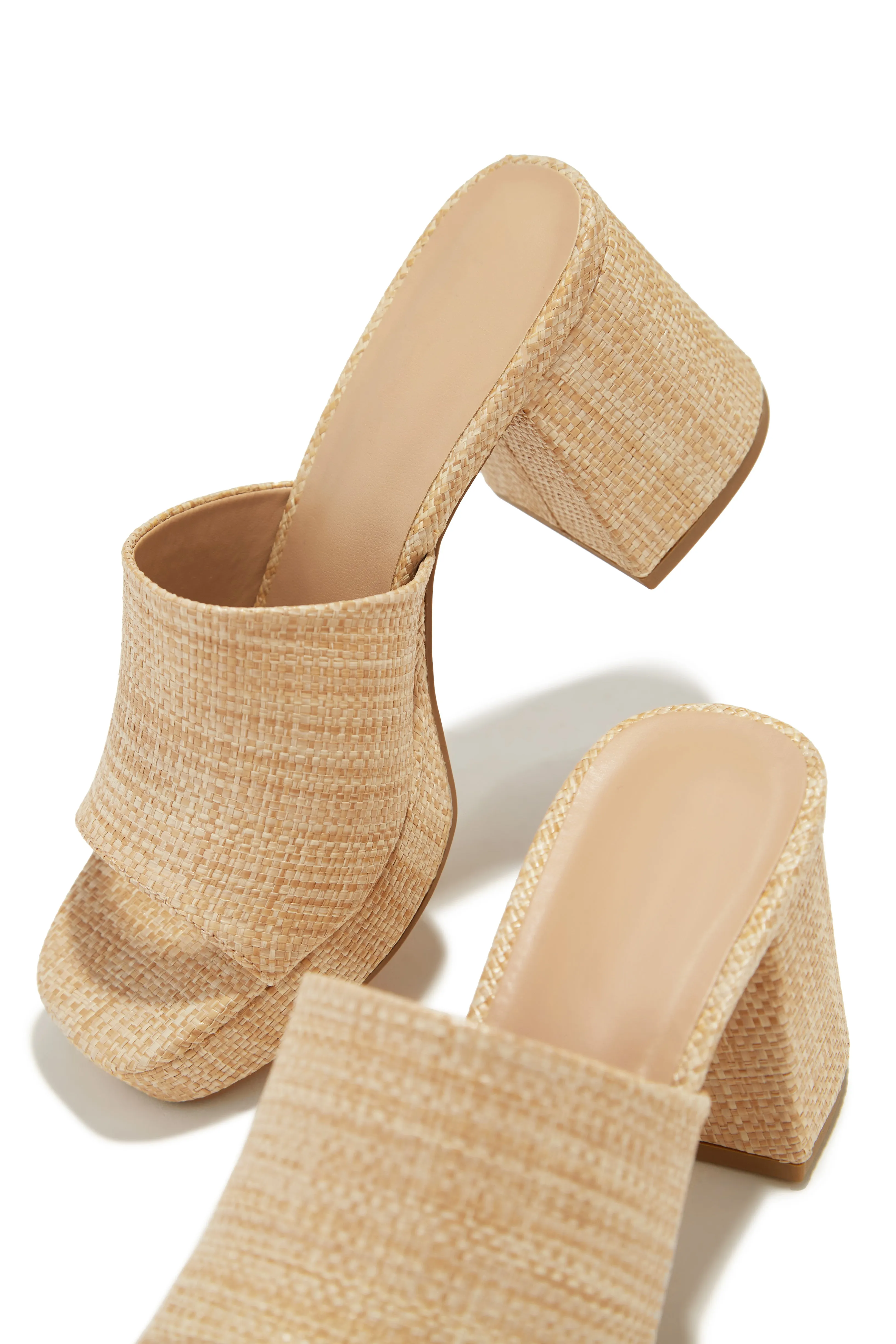 Weekend Getaway Platform Block Heel Mules - Natural sold by Miss Lola