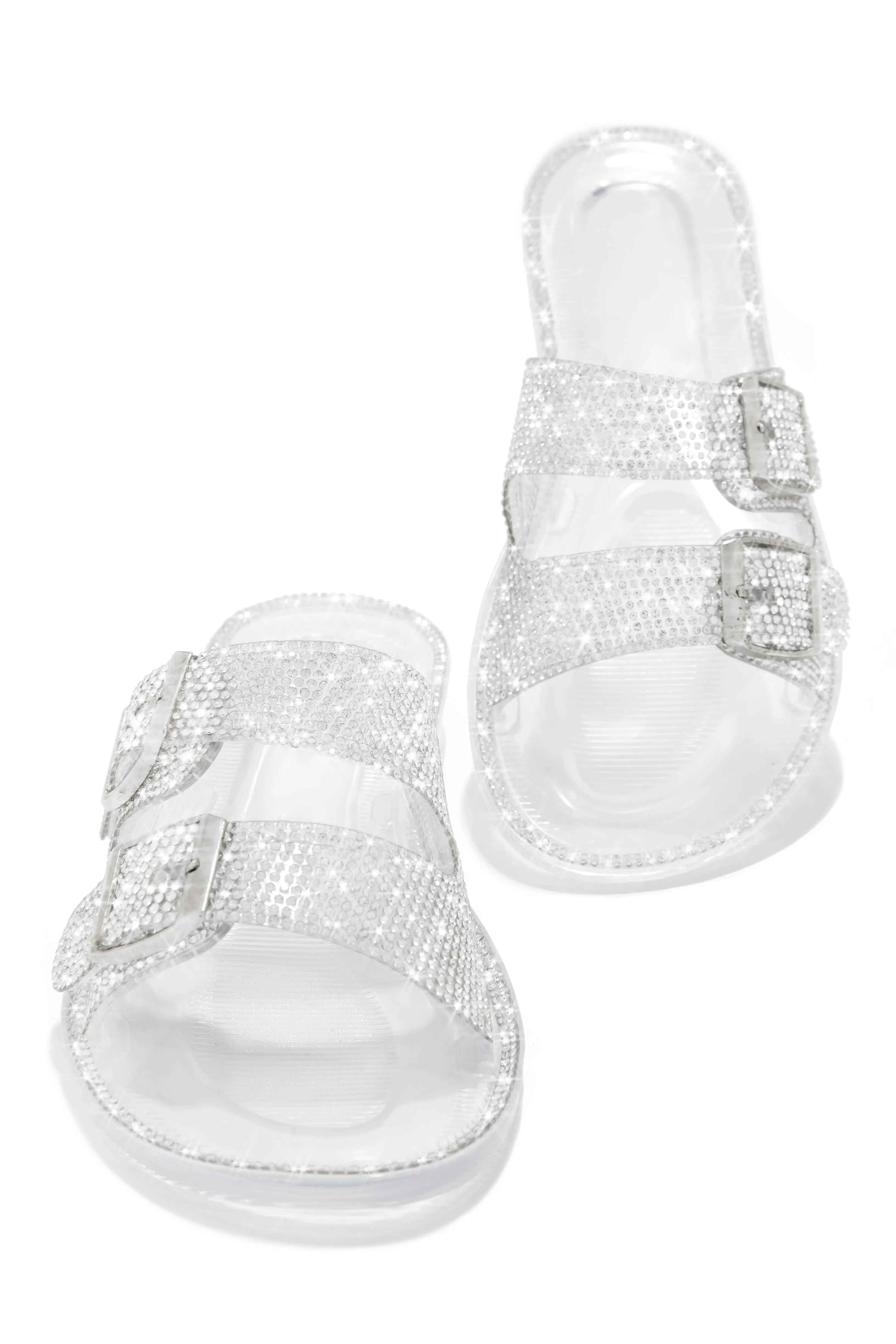 La Mer Embellished Jelly Slip On Sandals - Clear sold by Miss Lola product image thumbnail 3
